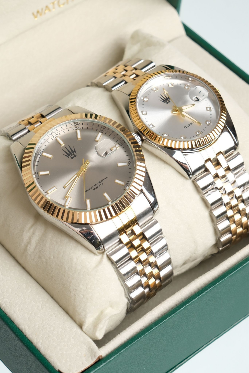 Çift Saati Crest Line Silver Gold white Kol SaatiWatchesWATCHOFROYALçiftsaaticrestÇift Saati Crest Line Silver Gold white Kol Saati