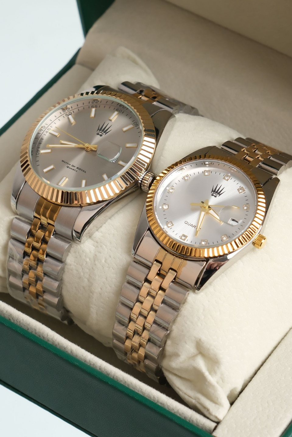 Çift Saati Crest Line Silver Gold white Kol SaatiWatchesWATCHOFROYALçiftsaaticrestÇift Saati Crest Line Silver Gold white Kol Saati