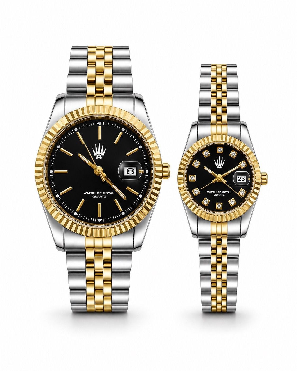 Çift Saati Crest Line Silver Gold Black Kol SaatiKol SaatiWATCHOFROYALçiftsaaticrestÇift Saati Crest Line Silver Gold Black Kol Saati