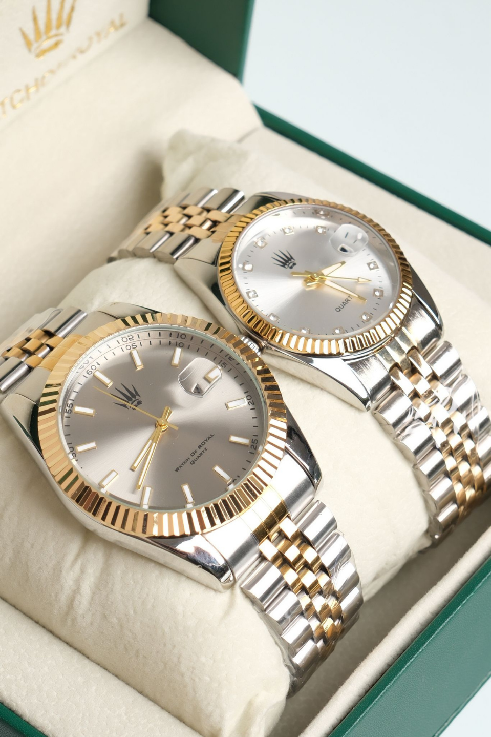 Çift Saati Crest Line Silver Gold white Kol SaatiWatchesWATCHOFROYALçiftsaaticrestÇift Saati Crest Line Silver Gold white Kol Saati