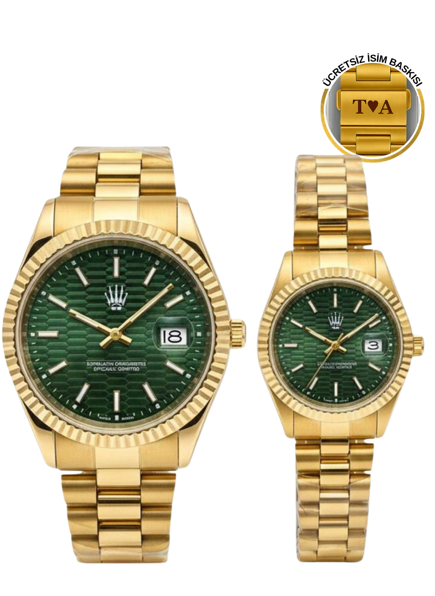 Çift Saati Lyric Gold Green Kol SaatiKol SaatiWATCHOFROYALçiftsaatiLyricÇift Saati Lyric Gold Green Kol Saati