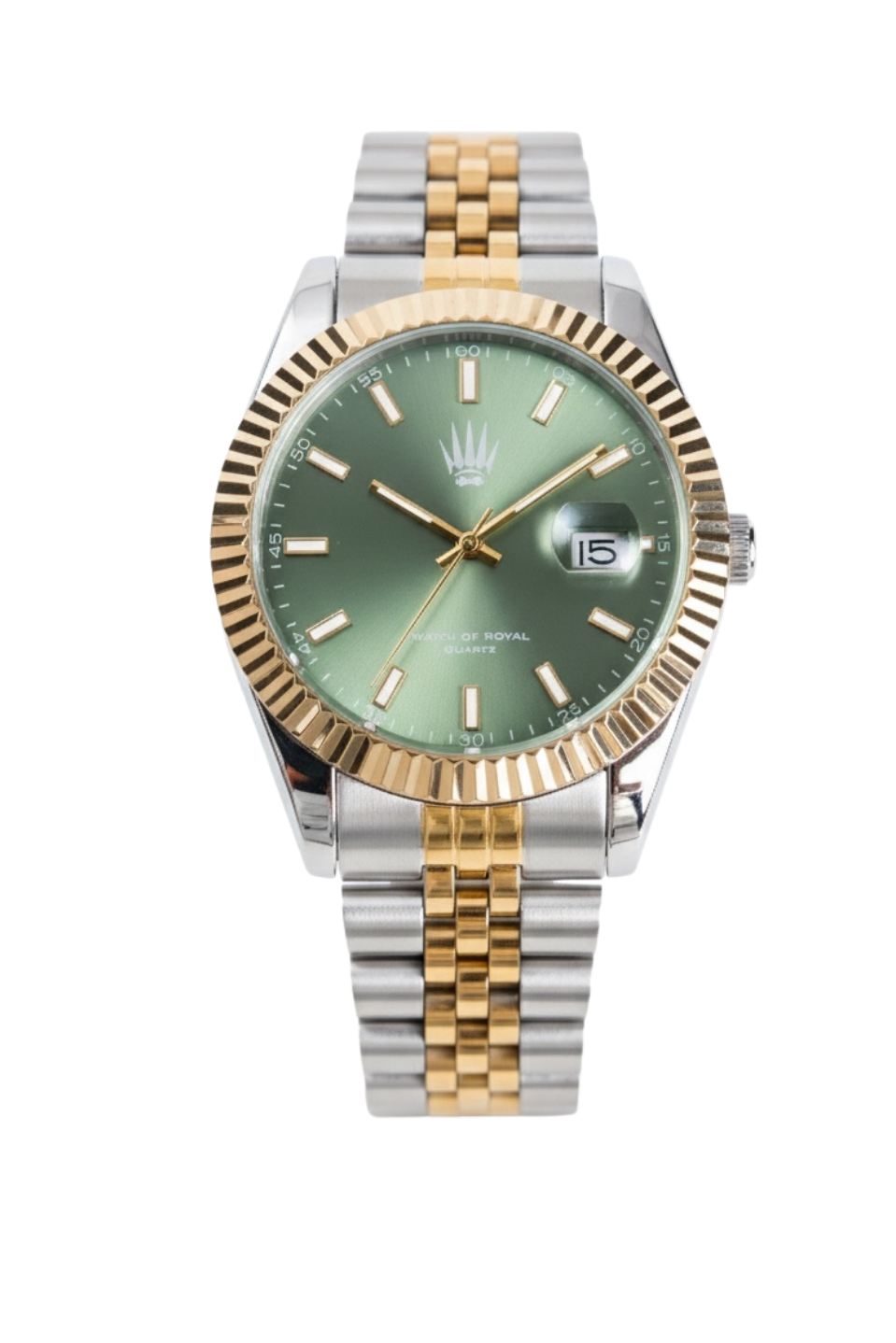 Crest Line Silver Gold Green Kol SaatiKol SaatiWATCHOFROYALCrest LineCrest Line Silver Gold Green Kol Saati