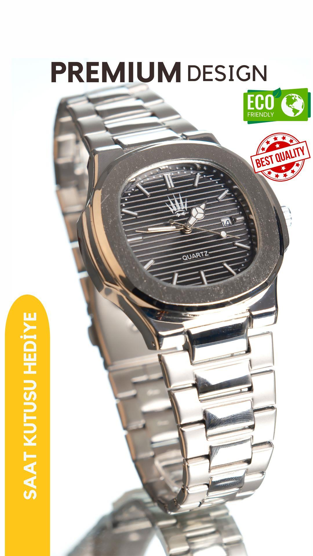 Nautilus Silver Black Kol SaatiWatchesWATCHOFROYALNautilusNautilus Silver Black Kol Saati