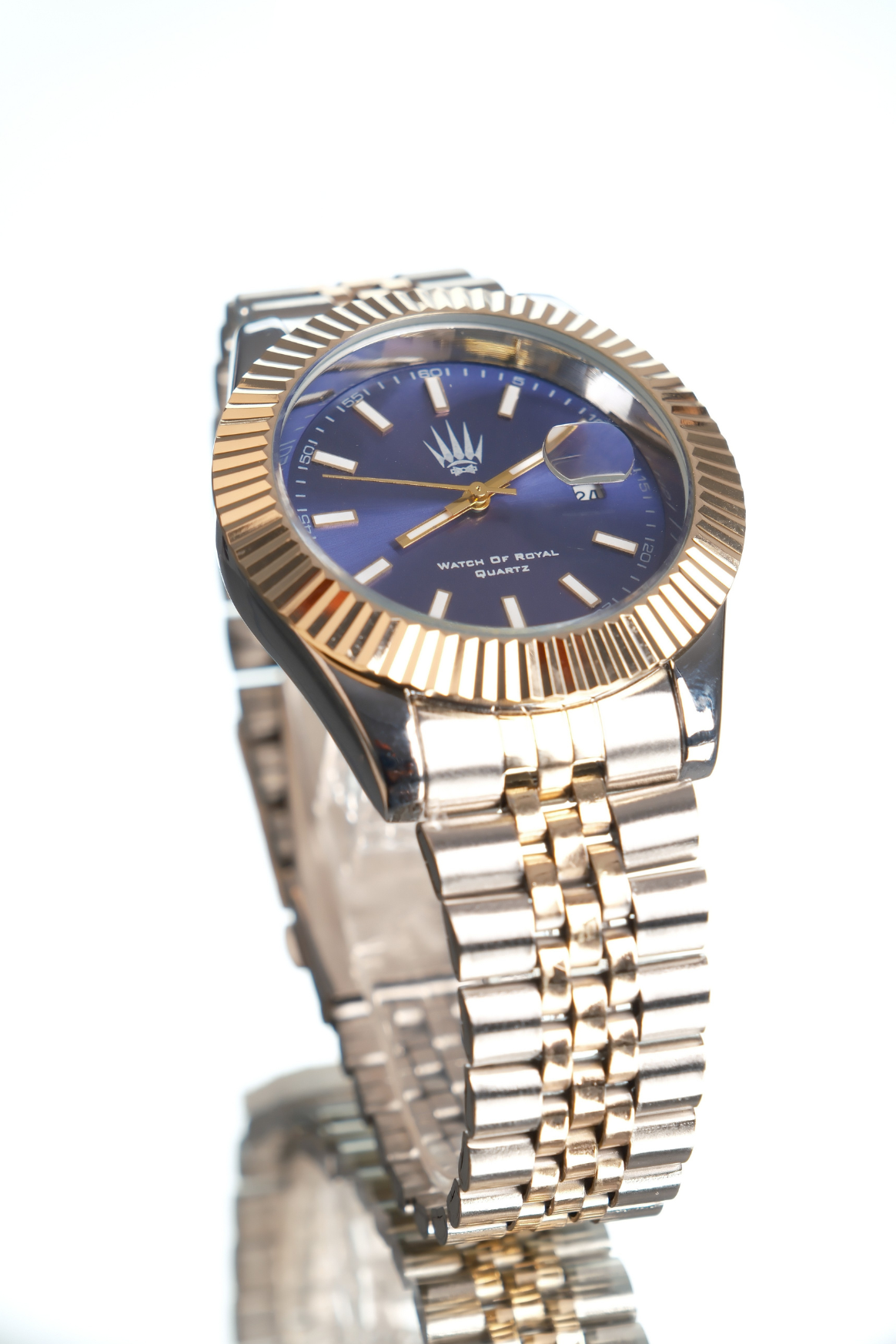 Quantum Date Silver Gold Blue Kol SaatiWatchesWATCHOFROYALQuantumdateQuantum Date Silver Gold Blue Kol Saati