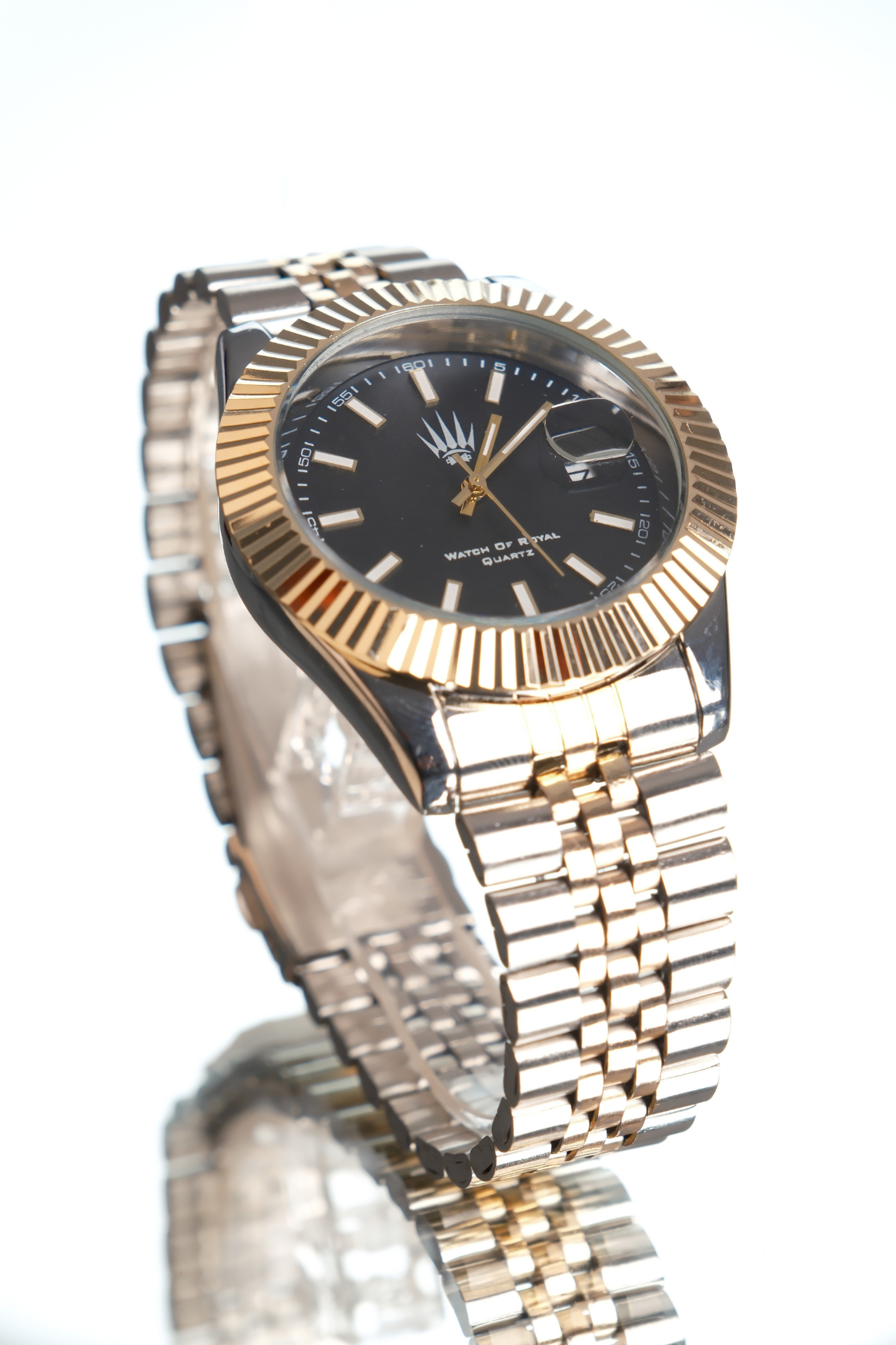 Quantum Silver Gold Black Kol SaatiWatchesWATCHOFROYALQuantumdateQuantum Silver Gold Black Kol Saati