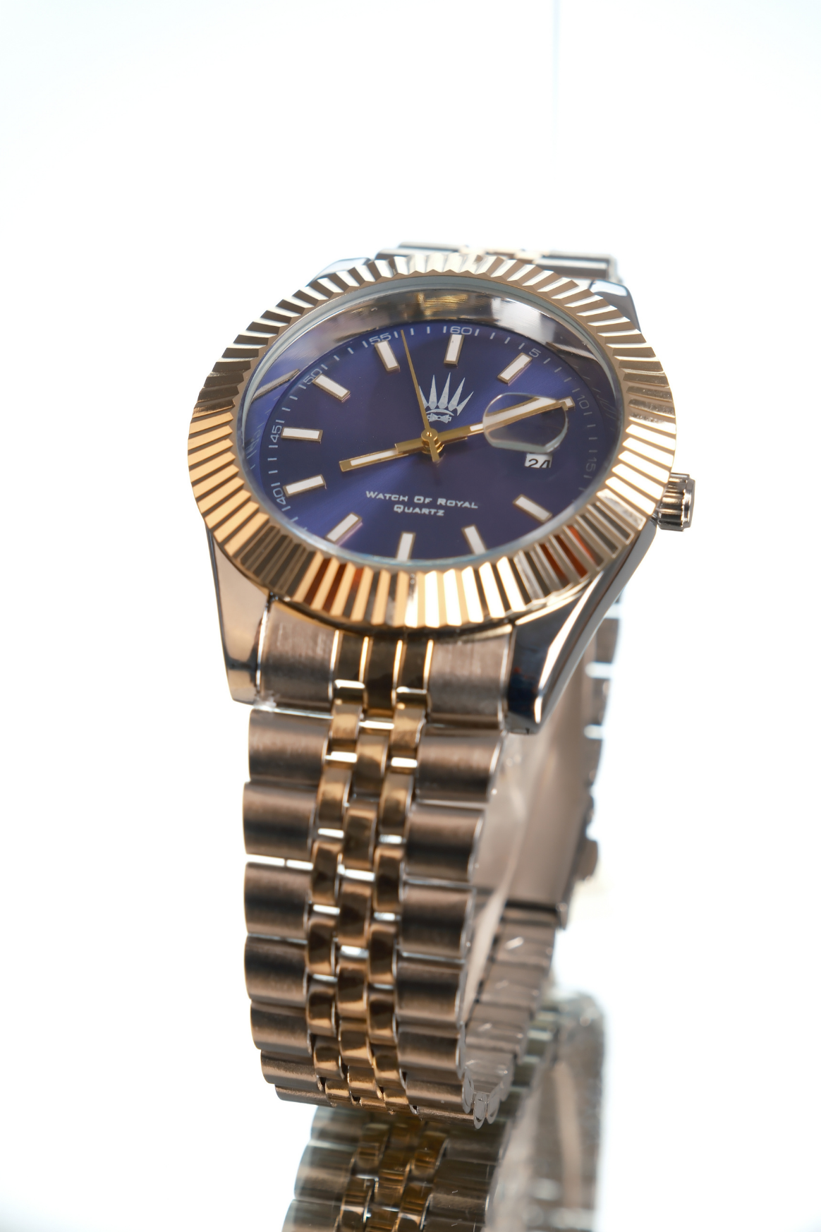 Quantum Date Silver Gold Blue Kol SaatiWatchesWATCHOFROYALQuantumdateQuantum Date Silver Gold Blue Kol Saati