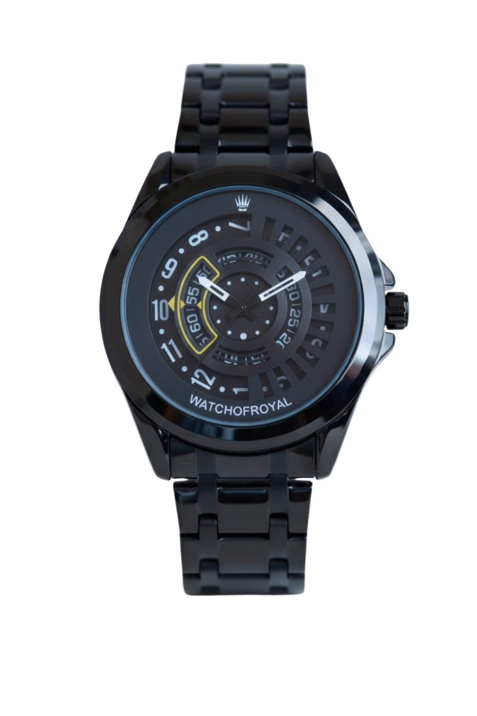 Çelik Kordonlu Sarı Siyah Unisex Kol Saati 316L Çelik Kasa, Hardlex Mineral Cam, 3ATM SpeedmasterWatchesWATCHOFROYALSPDMSTRWÇelik Kordonlu Sarı Siyah Unisex Kol Saati 316L Çelik Kasa, Hardlex Mineral Cam, 3ATM Speedmaster