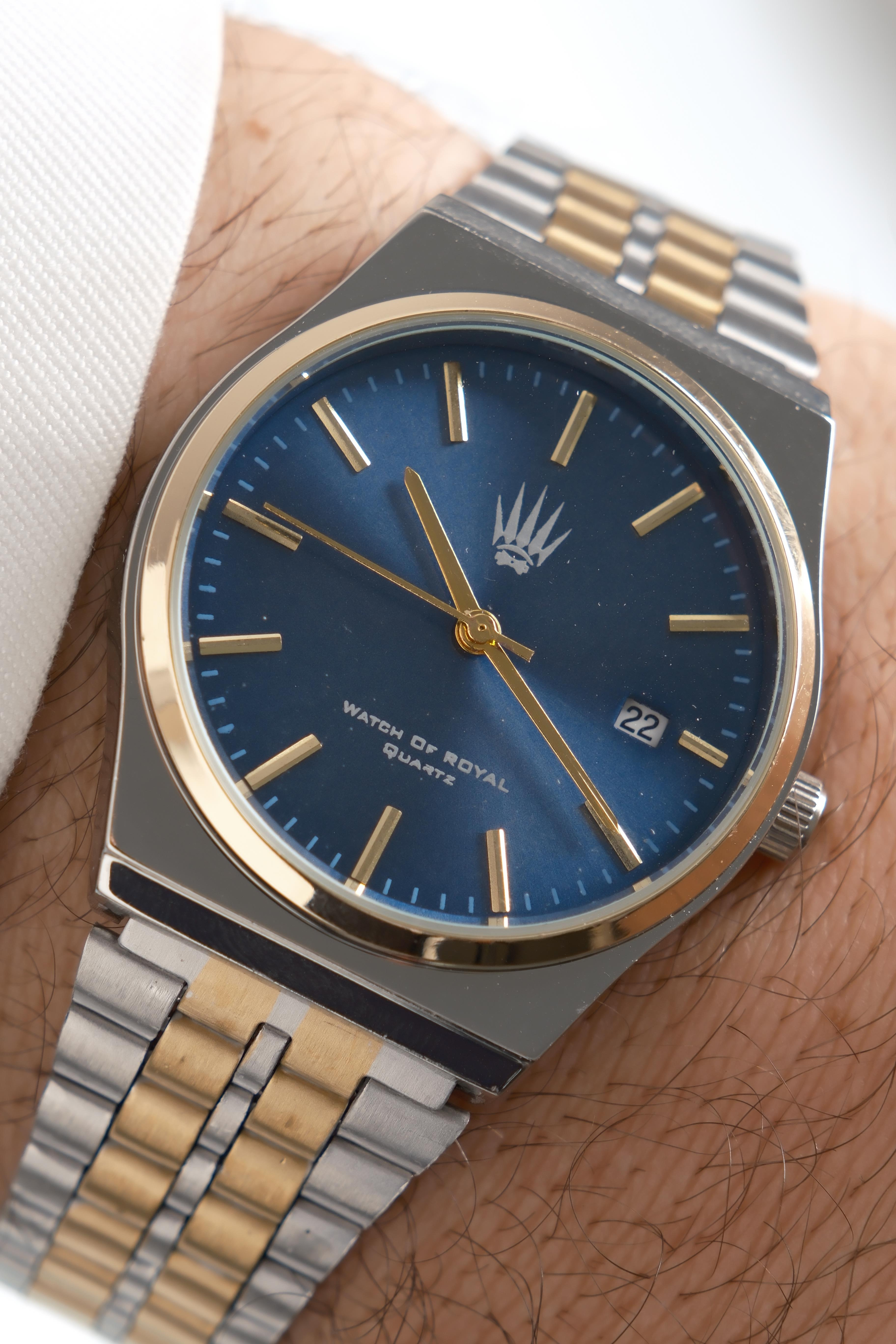 Virtus Classic Time Silver Gold Mavi Kol SaatiWatchesWATCHOFROYALVirtusClassicVirtus Classic Time Silver Gold Mavi Kol Saati