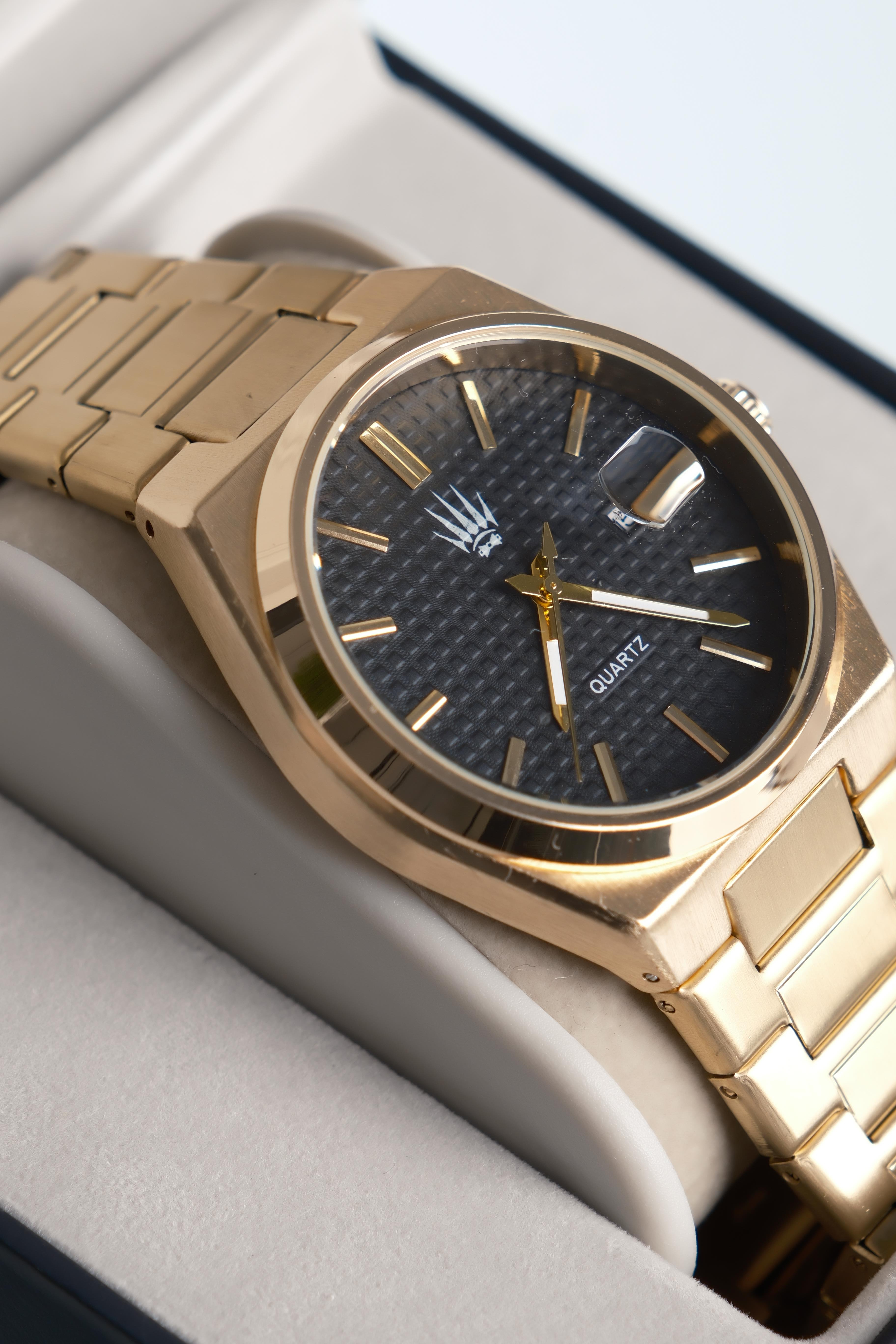 Vortex Gold Black Çelik Kol SaatiWatchesWATCHOFROYALVORTEXVortex Gold Black Çelik Kol Saati