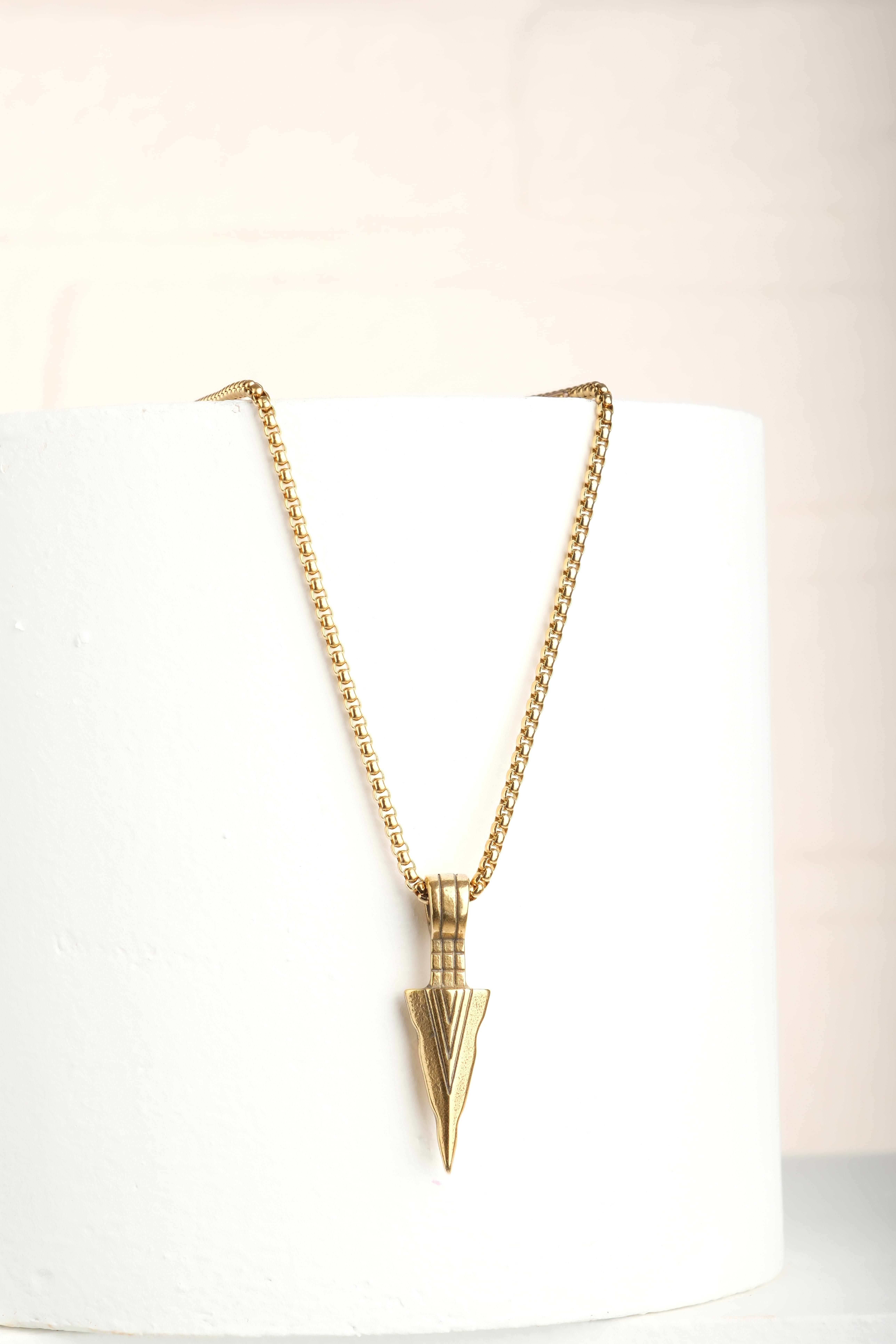 GEOMETRIC TRIANGLE GOLD TITANIUM NECKLACENecklaceWATCHOFROYALGEOTRIANGLEGLDGEOMETRIC TRIANGLE GOLD TITANIUM NECKLACE
