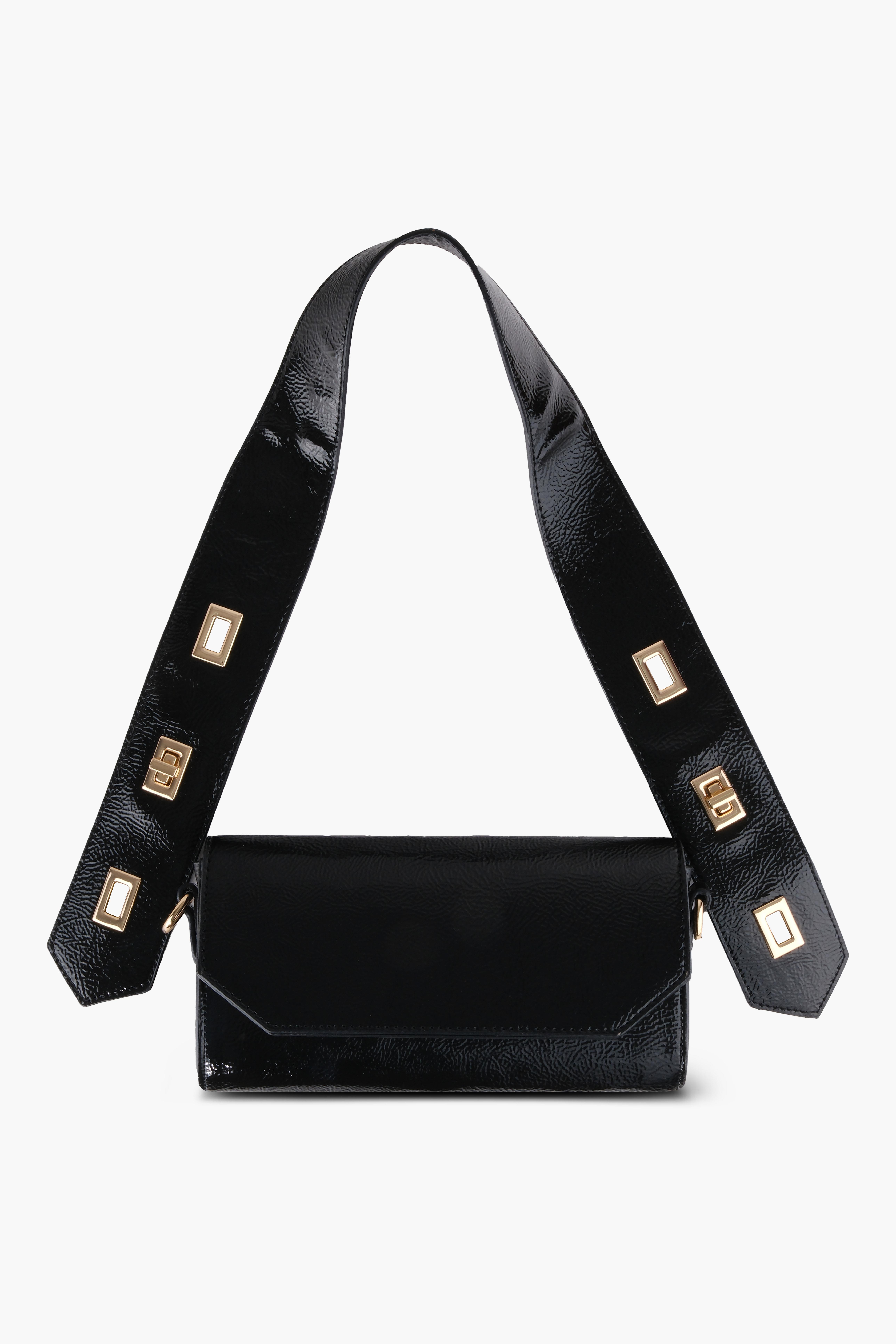  SHINY BLACK LEATHER  AMYShoulder BagWATCHOFROYALAMY SHINY BLACK LEATHER  AMY