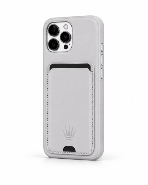 STANDLI IPHONE 14 PLUS GRİ DERİ TELEFON KILIFI