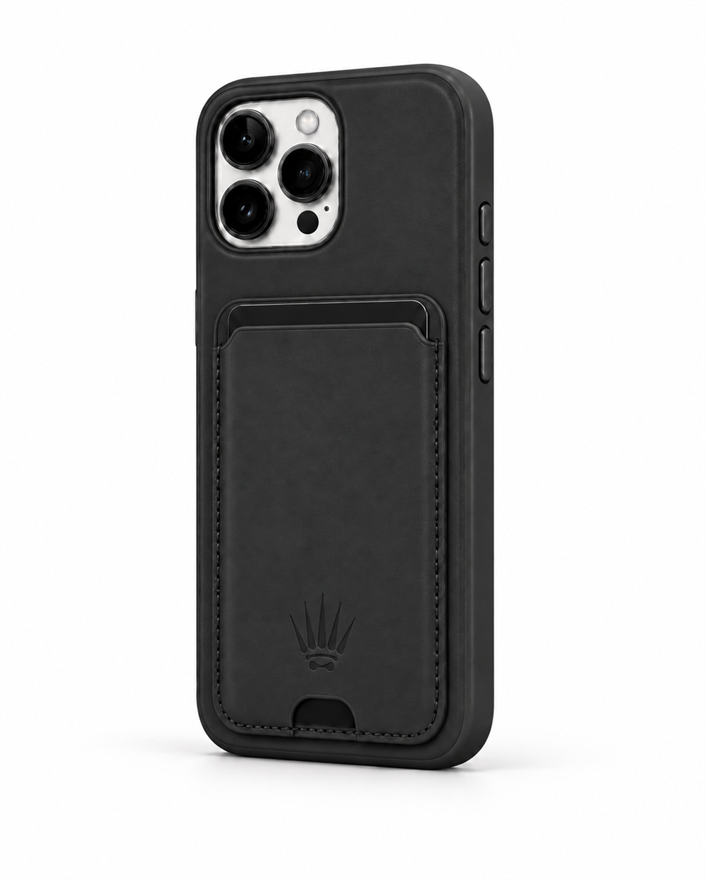 STANDLI IPHONE 15 PLUS SİYAH DERİ TELEFON KILIFI