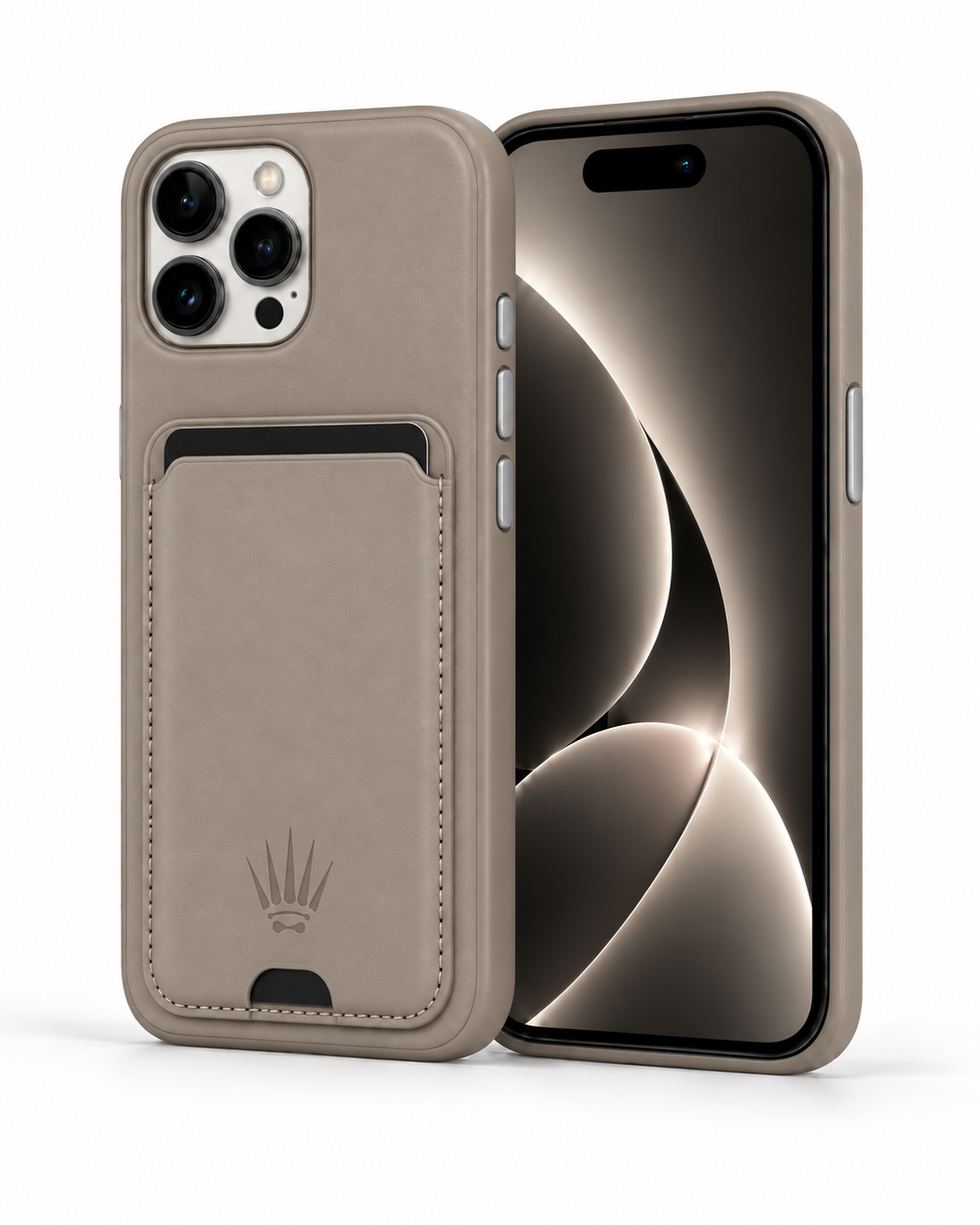 STANDLI IPHONE 15 KREM DERİ TELEFON KILIFI