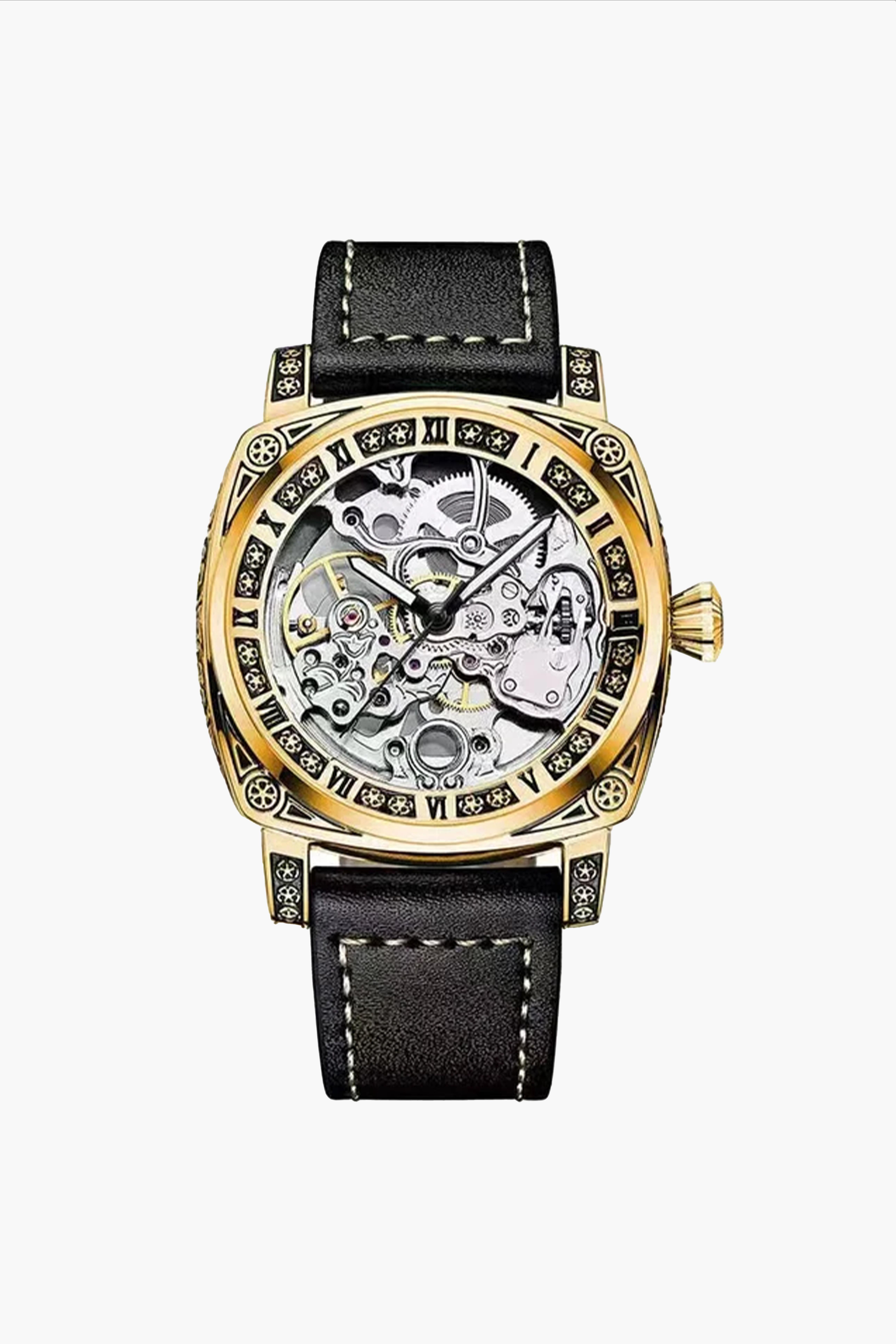VENDOME AUTOMATIC GOLD LEATHER WATCHWatchesWATCHOFROYALVNDMAUTOMTCKGLDLTHERVENDOME AUTOMATIC GOLD LEATHER WATCH
