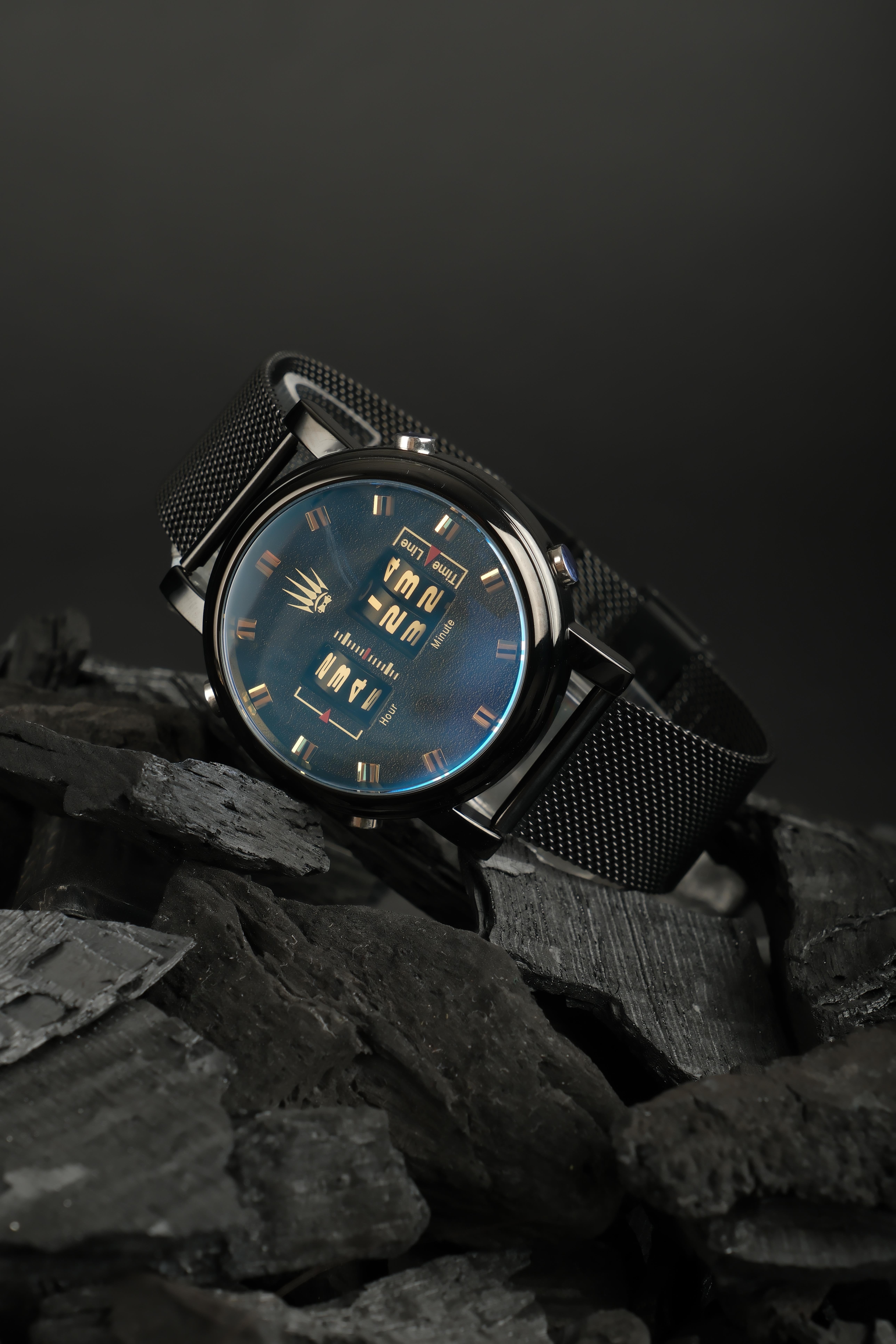 ROLLER DESIGN BLACK STELL MESH WRISTWATCHWatchesWATCHOFROYALW2020-1ROLLER DESIGN BLACK STELL MESH WRISTWATCH