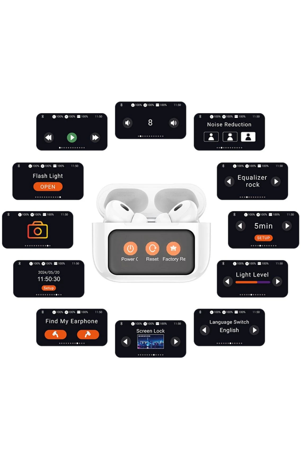 Aktif Gürültü Engelleyici Özellikli Dijital Dokunmatik Ekranlı Airpods Bluetooth Kulaklık - BeyazTelefon CüzdanıWATCHOFROYALairdopsAktif Gürültü Engelleyici Özellikli Dijital Dokunmatik Ekranlı Airpods Bluetooth Kulaklık - Beyaz