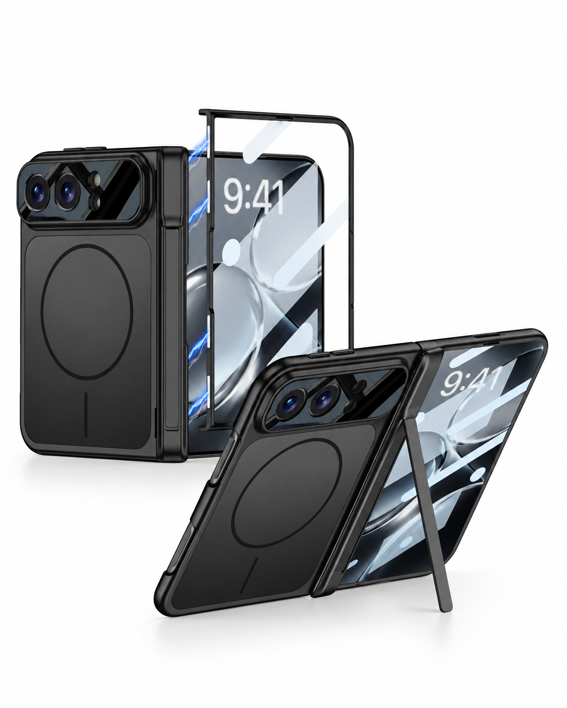 Maxron Iphone Duo Siyah Standlı Manyetik Özellikli Kılıf 