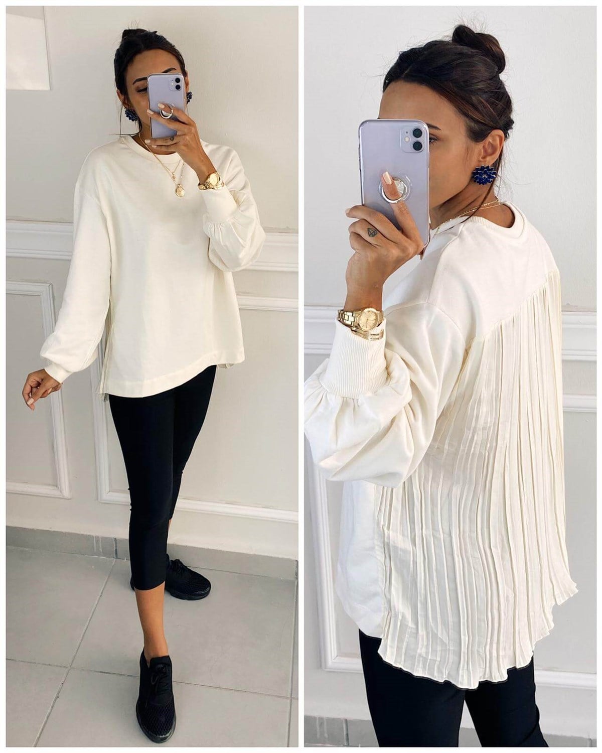 Arkası Pile Detay Sweatshirt