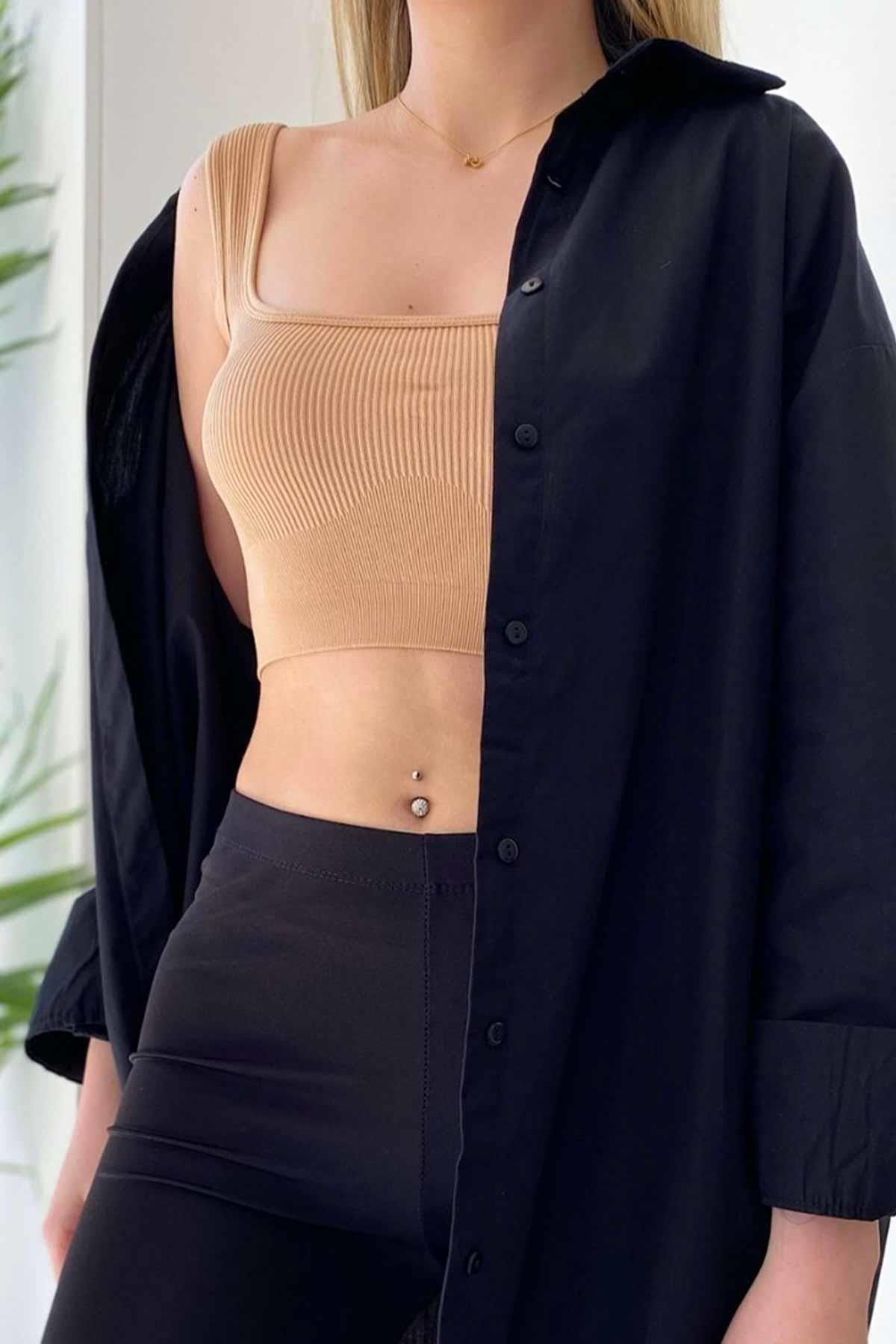 Askılı Crop - Kahverengi