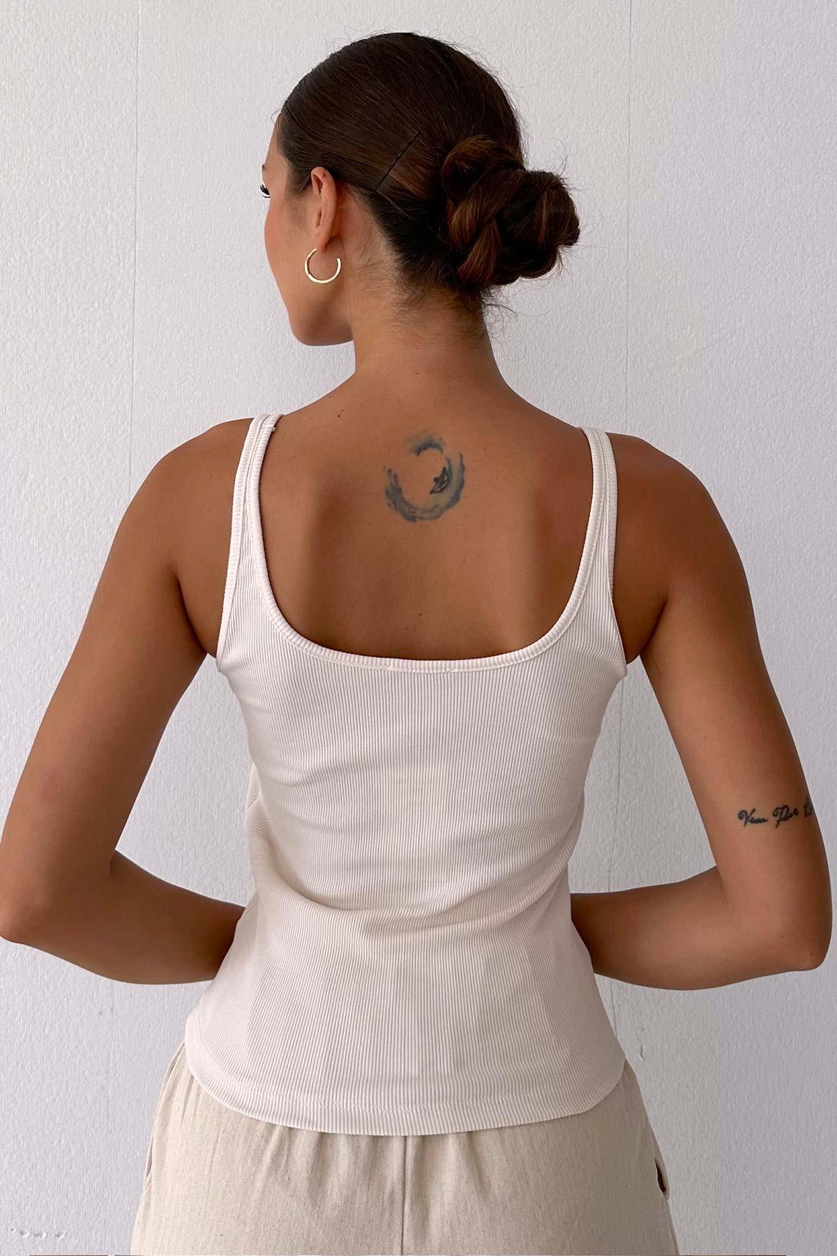 Biyeli Kaşkorse Basic Atlet - Ekru