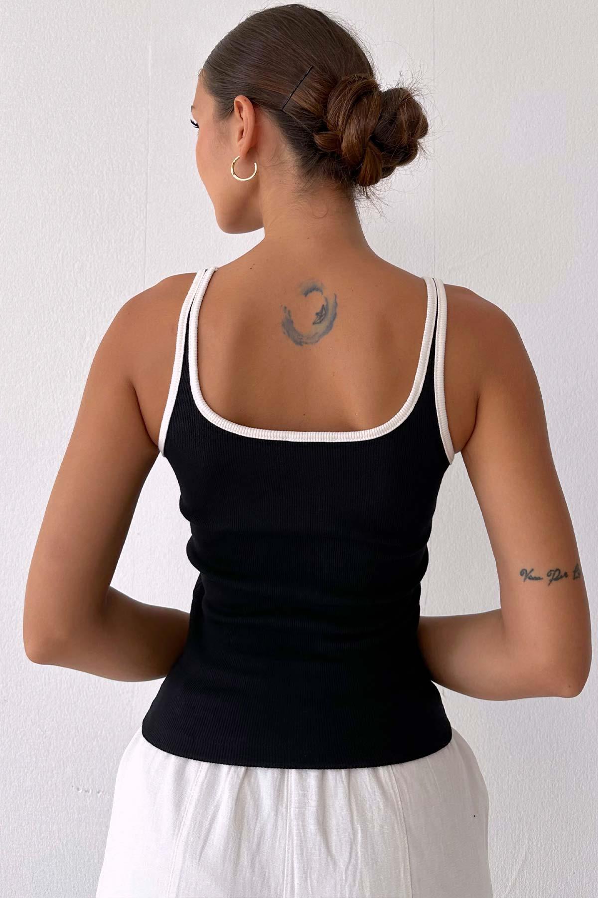 Biyeli Kaşkorse Basic Atlet - Siyah