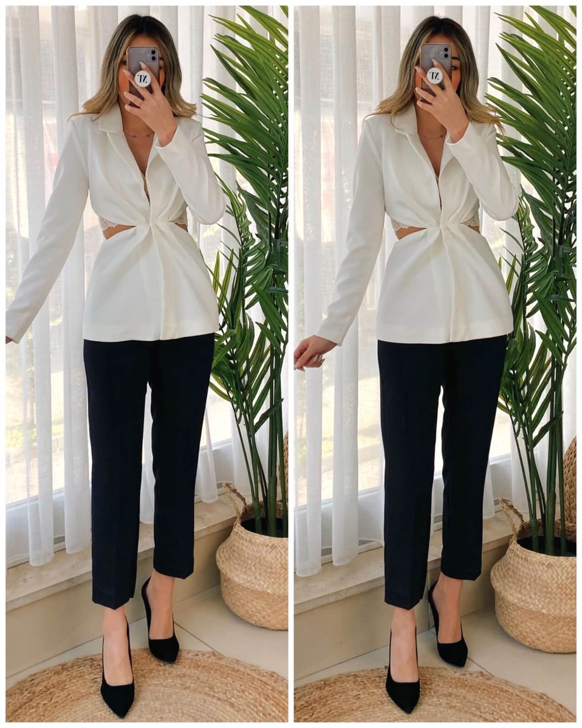 Dekolte Detay Blazer Ceket