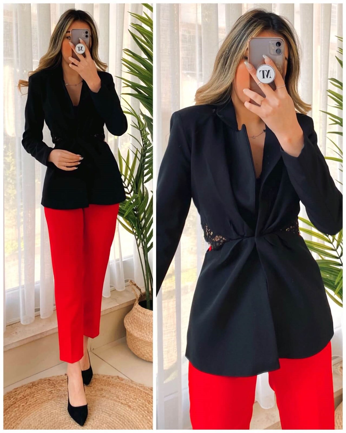 Dekolte Detay Blazer Ceket