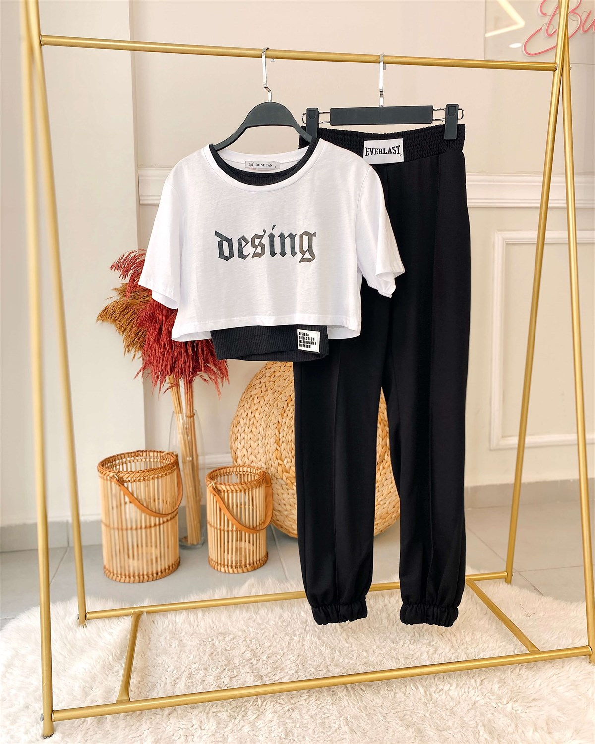 Design Yazılı Crop Takım