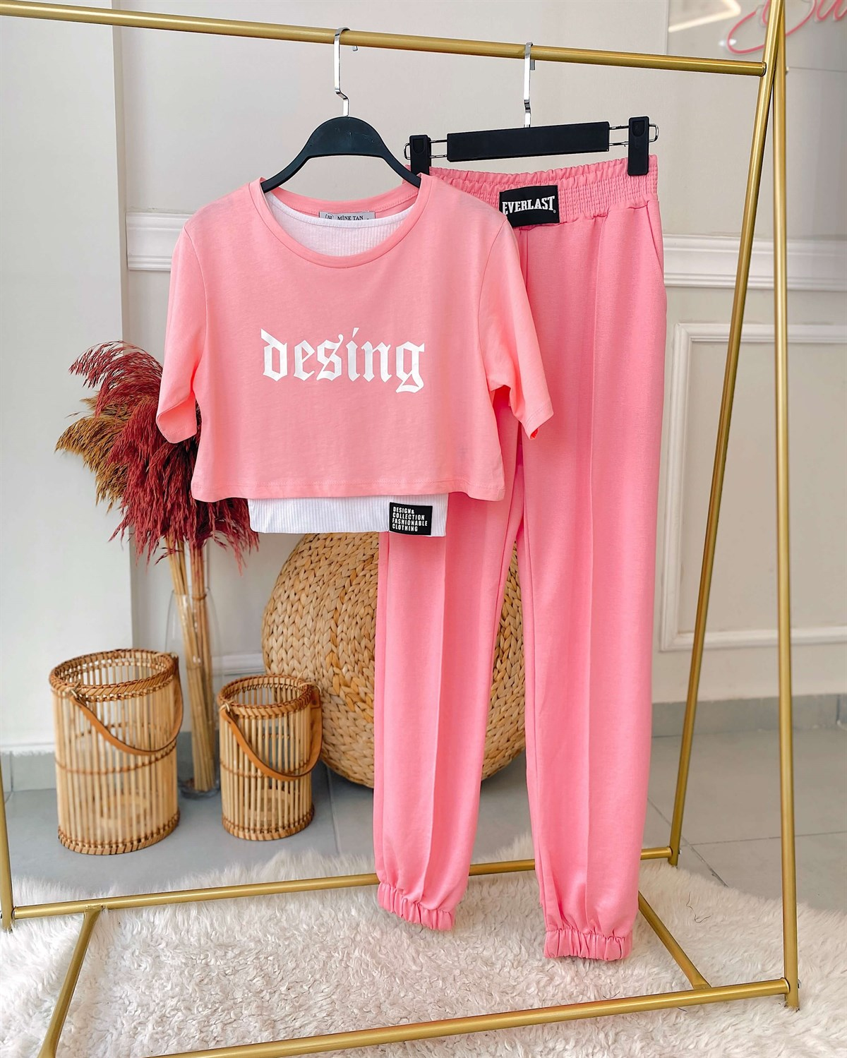 Design Yazılı Crop Takım