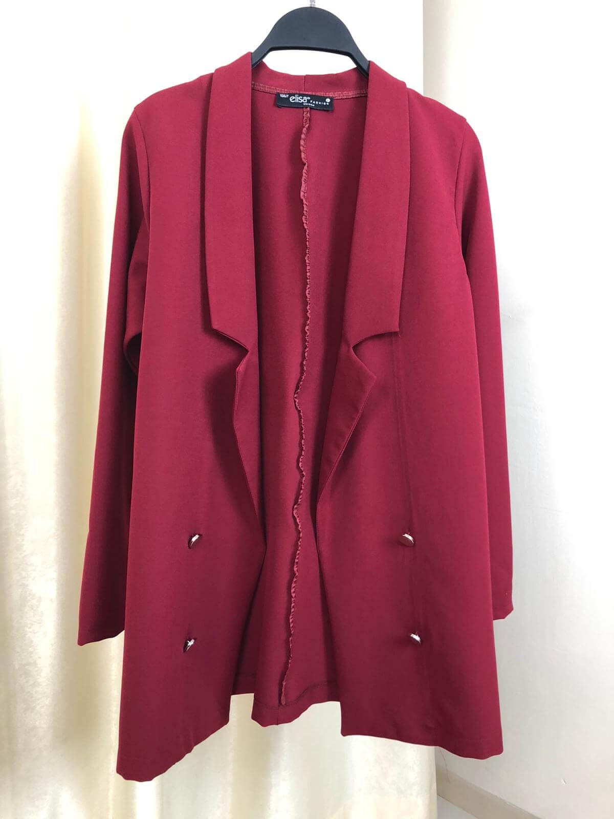 Düğme Detay Yazlık Ceket-Bordo