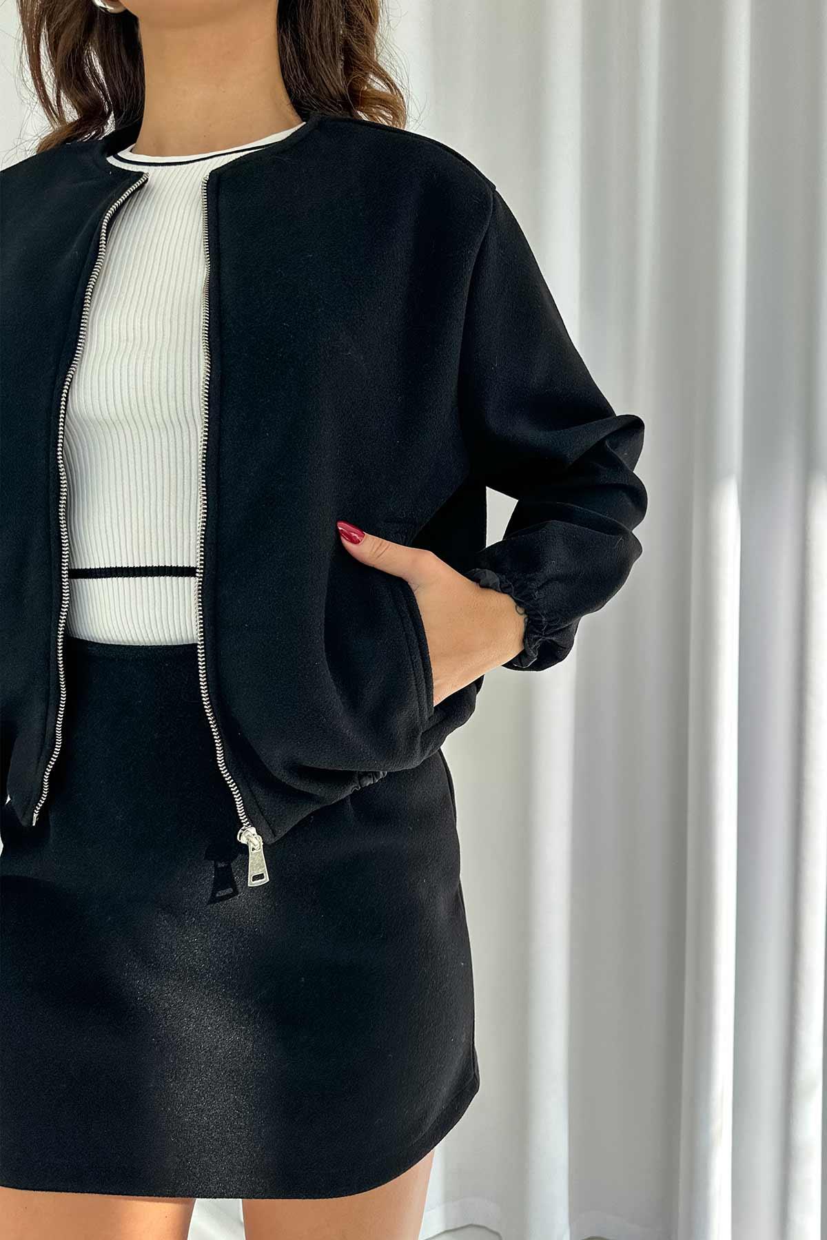 Etek Ceket Kadın 2'li Takım - Siyah