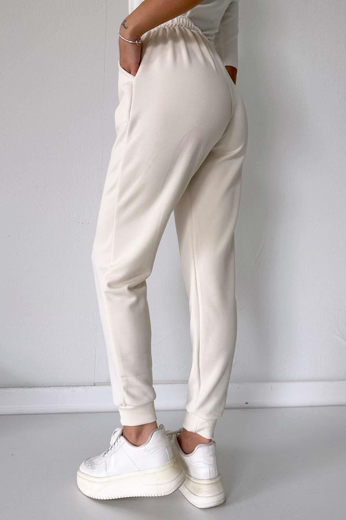 Jogger Modal Fit Kadın Eşofman Altı  - Bej