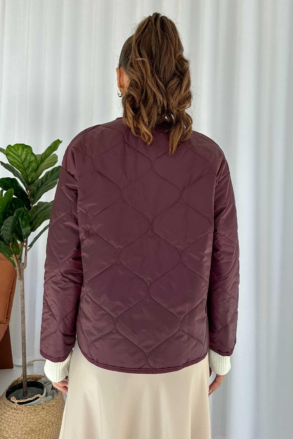 Kap Detay Premium Ceket - Bordo