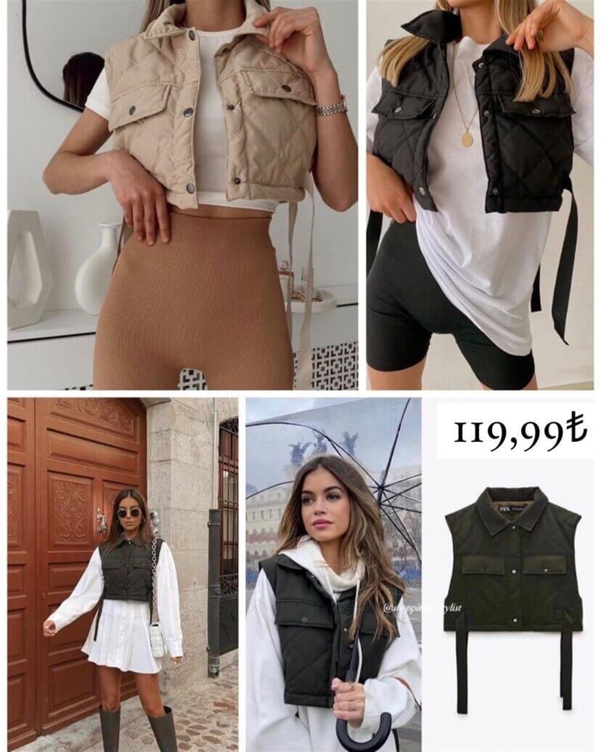 Kapitone Crop Yelek