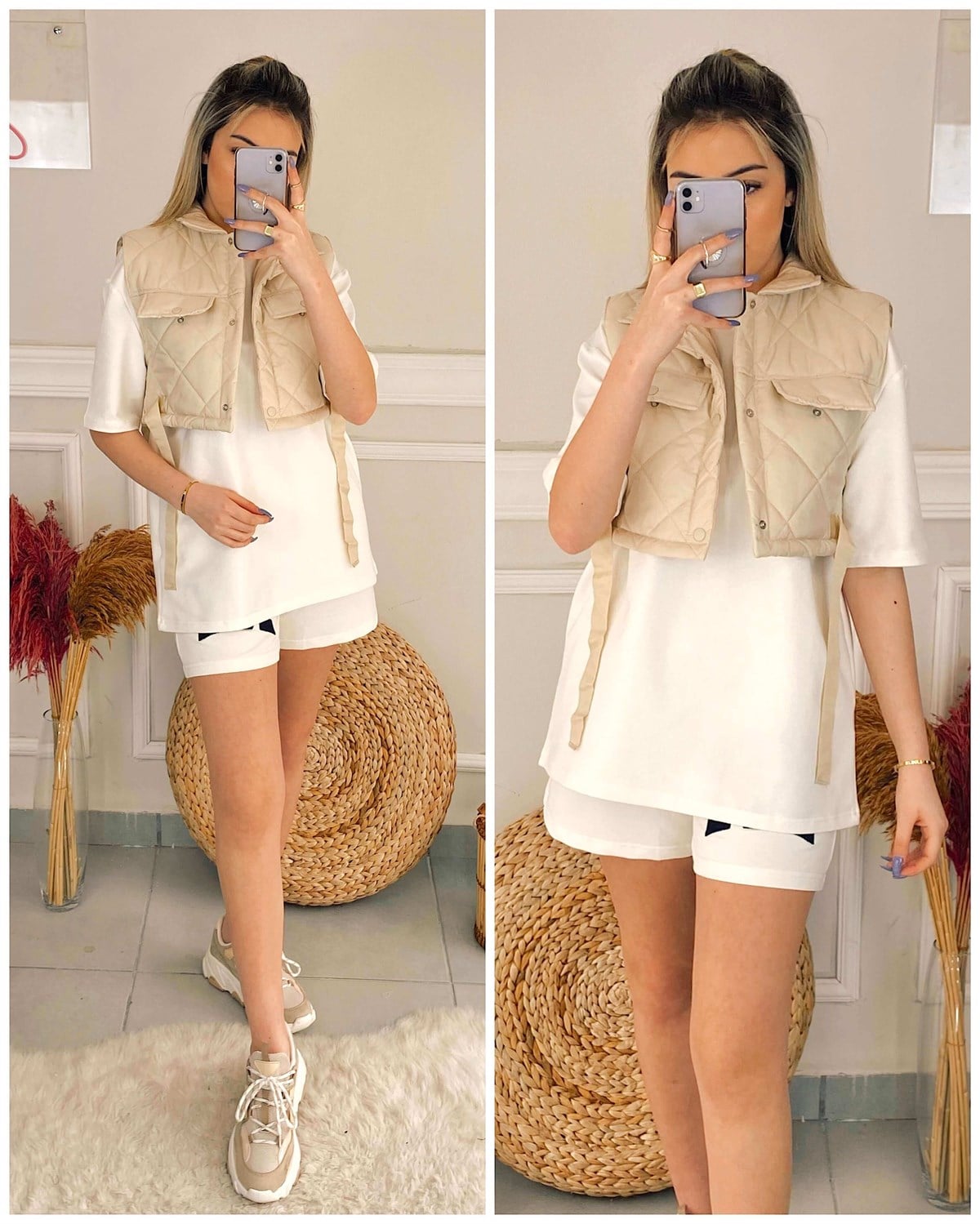 Kapitone Crop Yelek