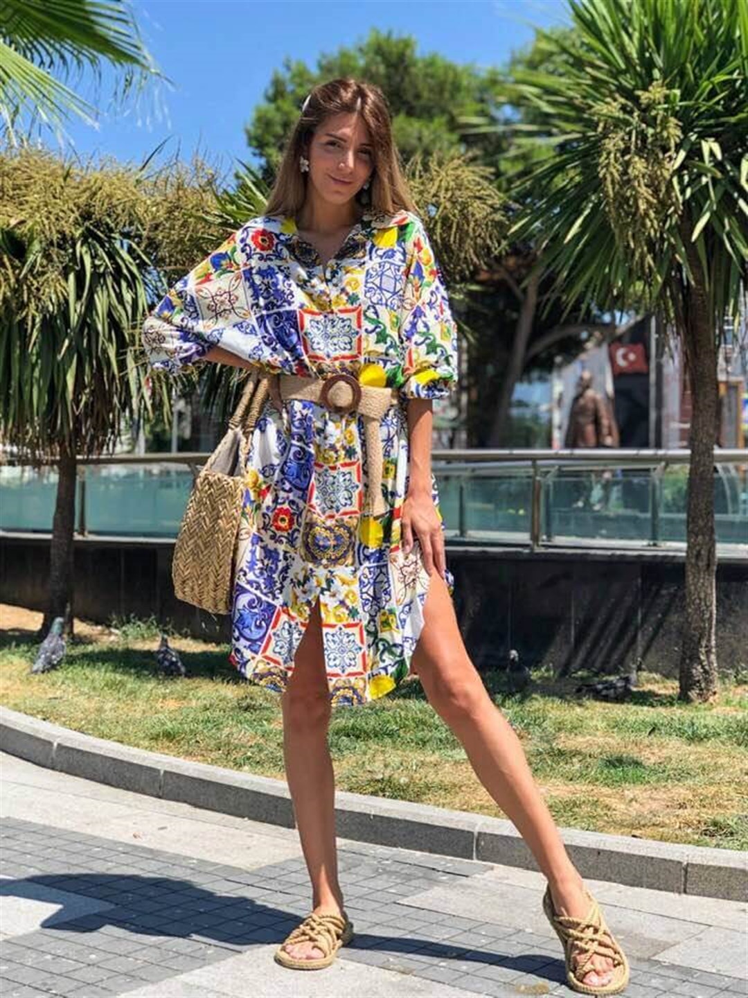 Limon Desen Tunik Gömlek