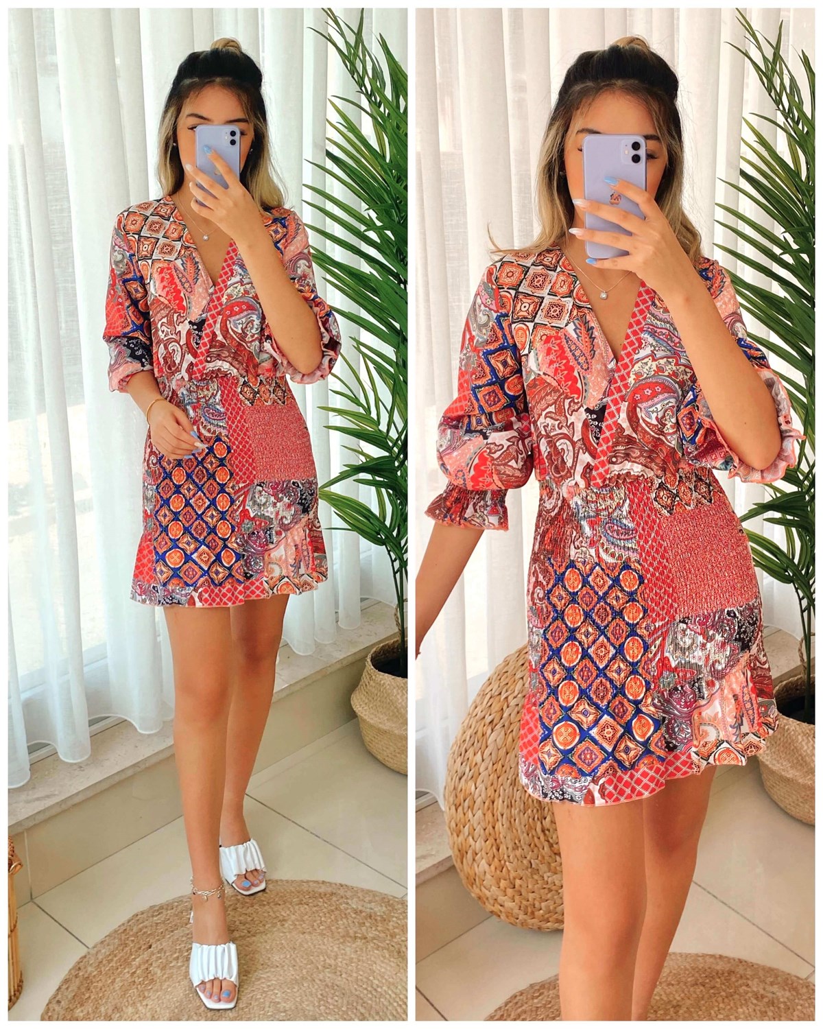 Motif Desenli Elbise