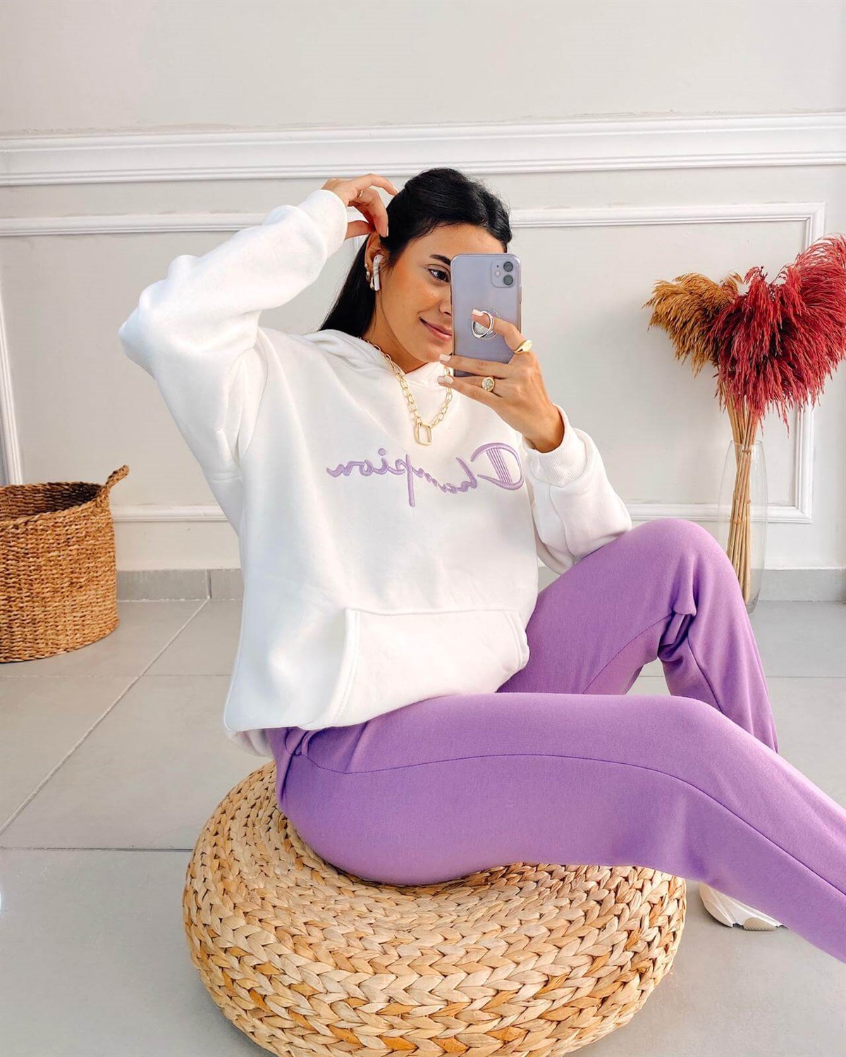 Oversize Yazılı Sweatshirt