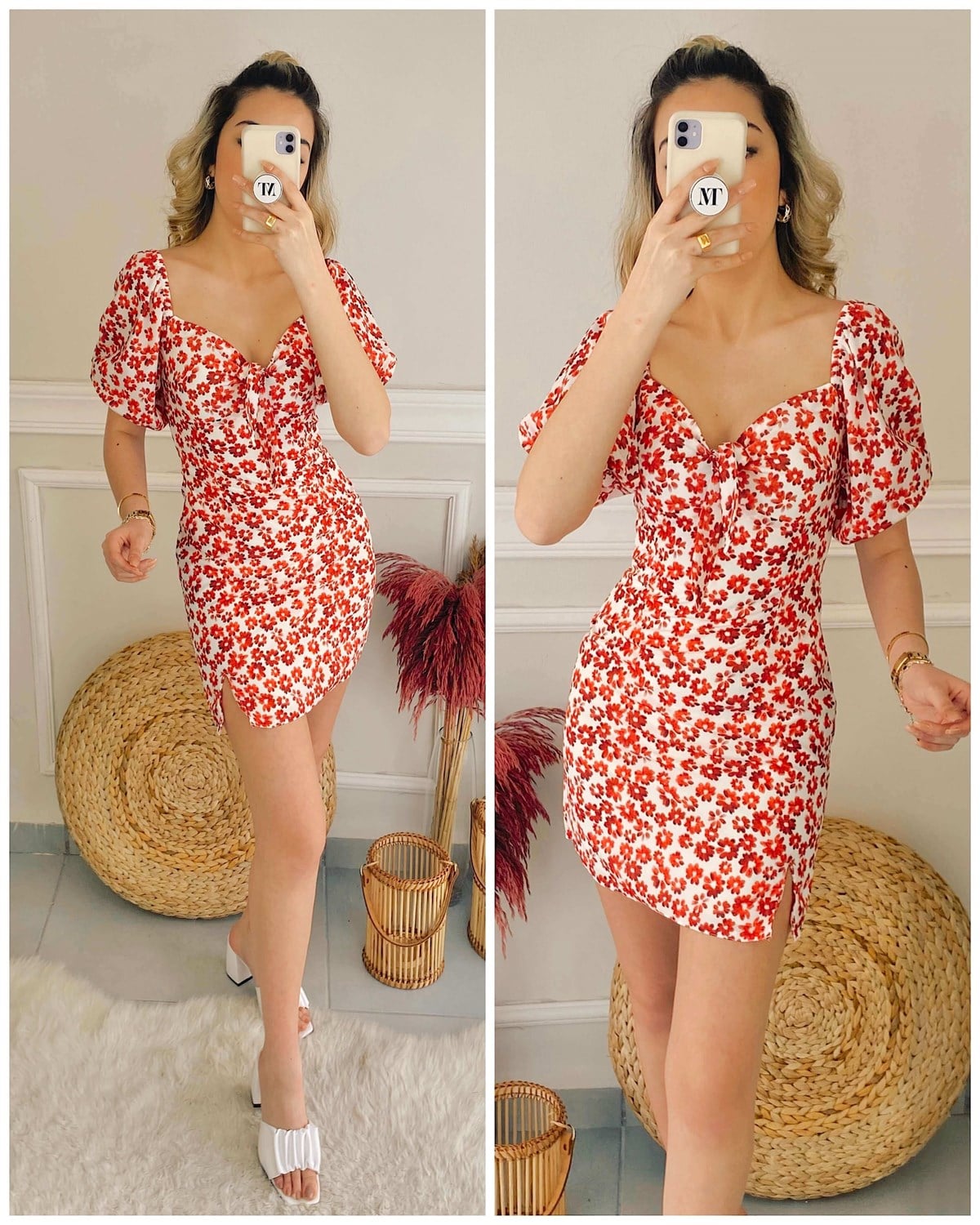 Papatya Desen Mini Elbise