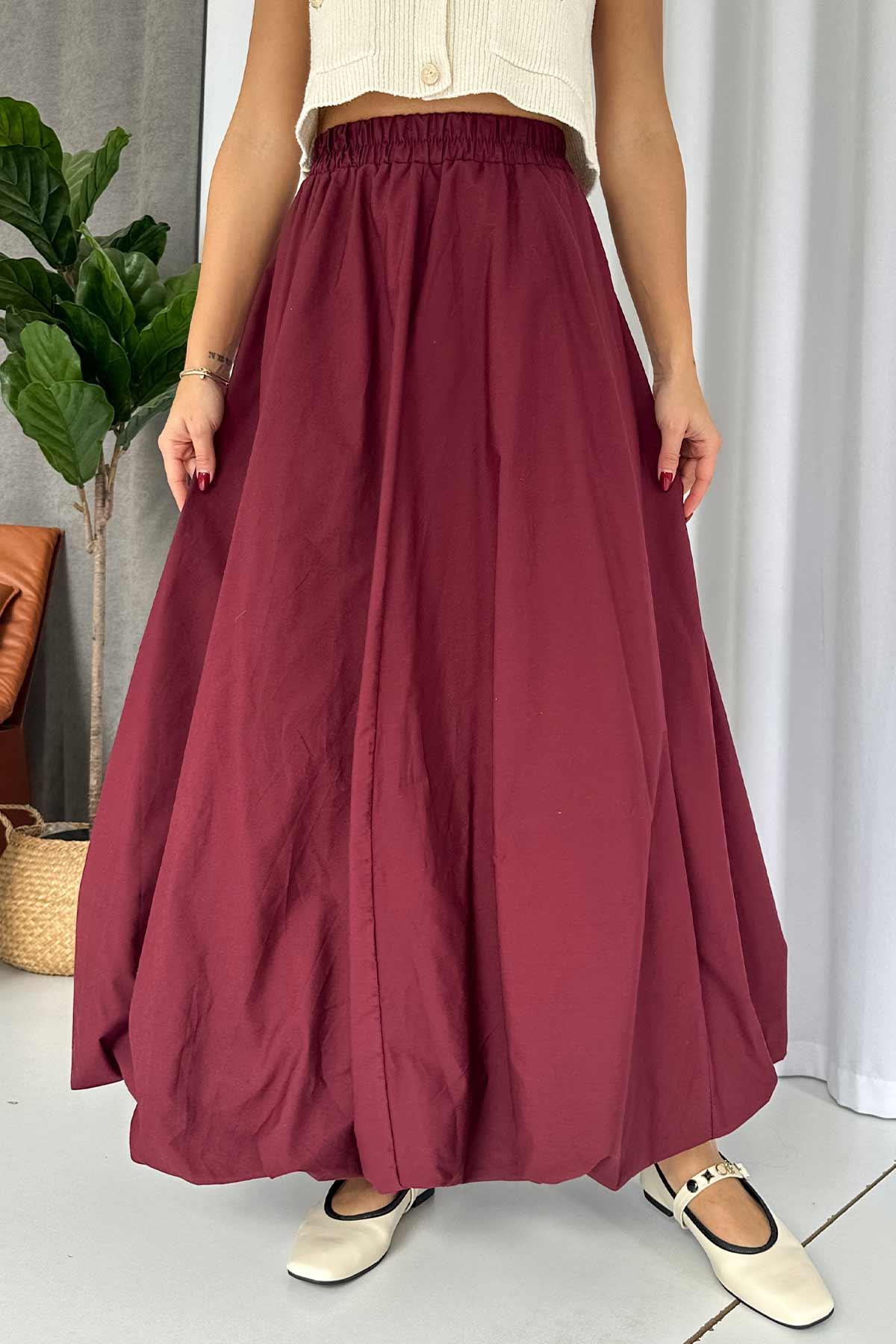 Paraşüt Kumaş Balon Etek - Bordo
