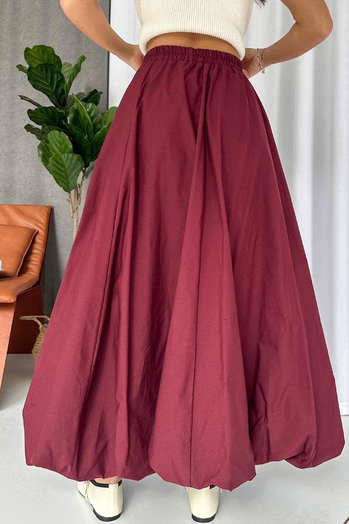 Paraşüt Kumaş Balon Etek - Bordo