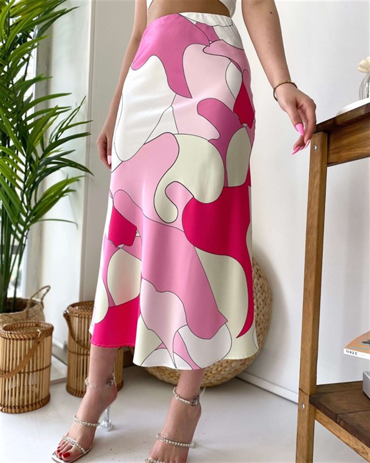Renkli Saten Etek - Pembe
