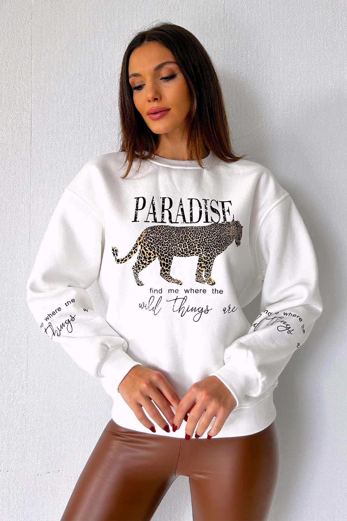 Şardonlu Leopar  Kadın  Sweatshirt 