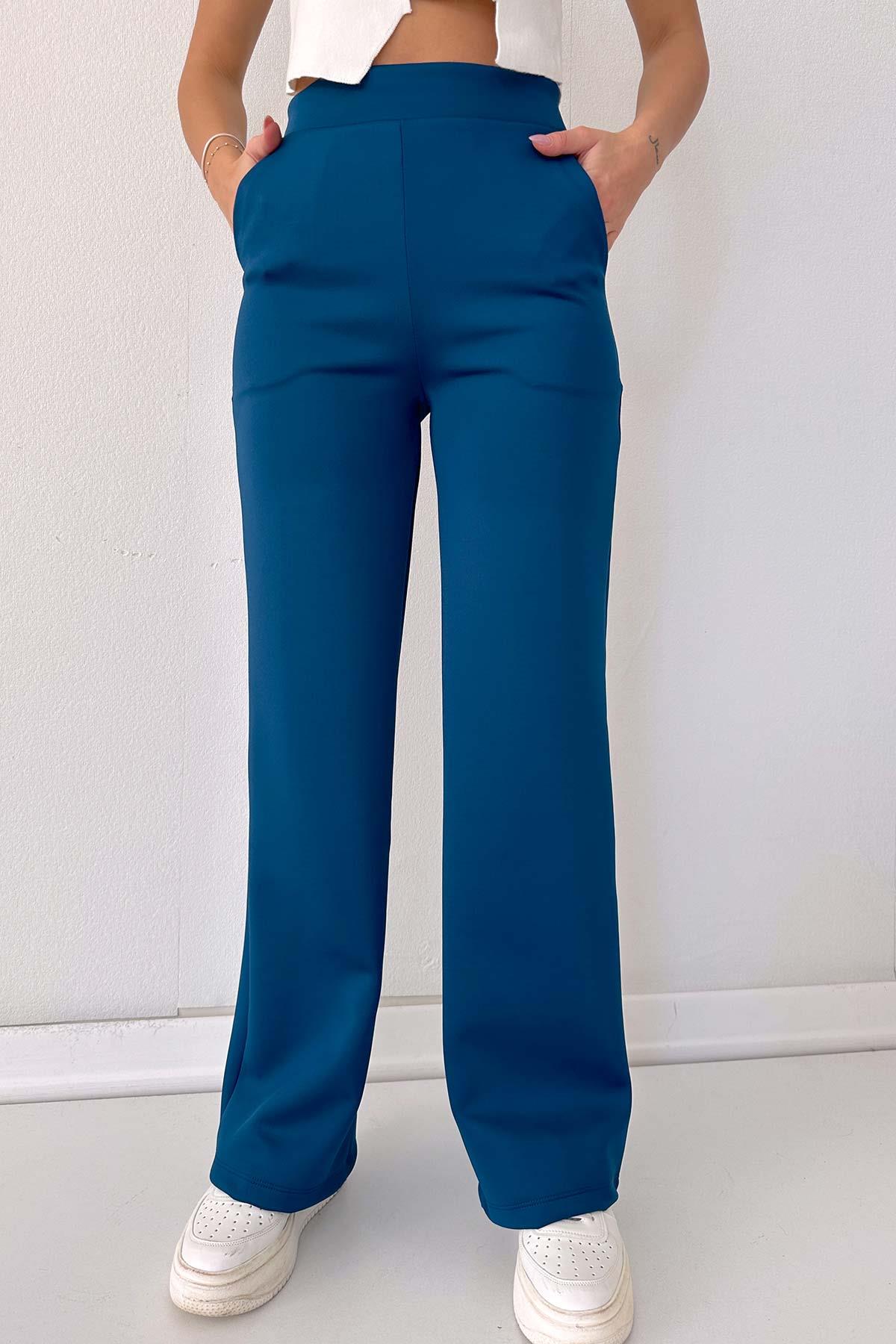 Scuba Palazzo Model Pantalon - Petrol Mavi