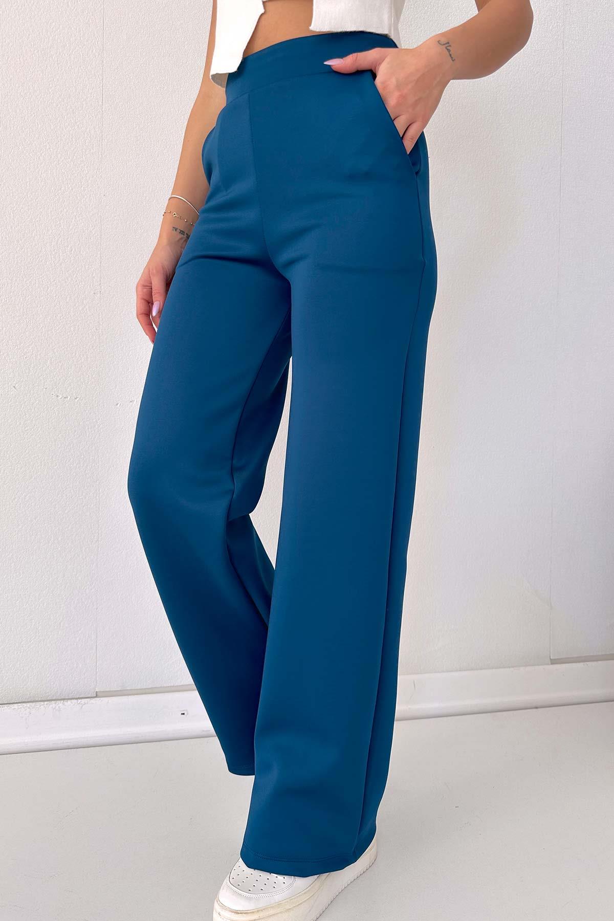 Scuba Palazzo Model Pantalon - Petrol Mavi