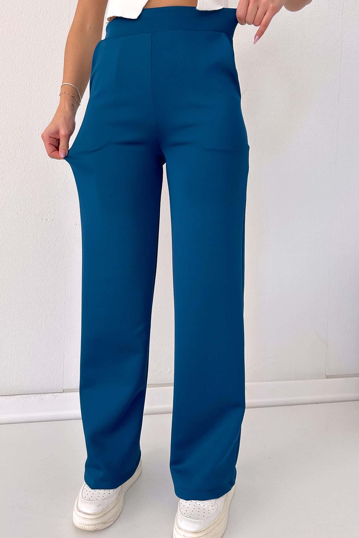 Scuba Palazzo Model Pantalon - Petrol Mavi