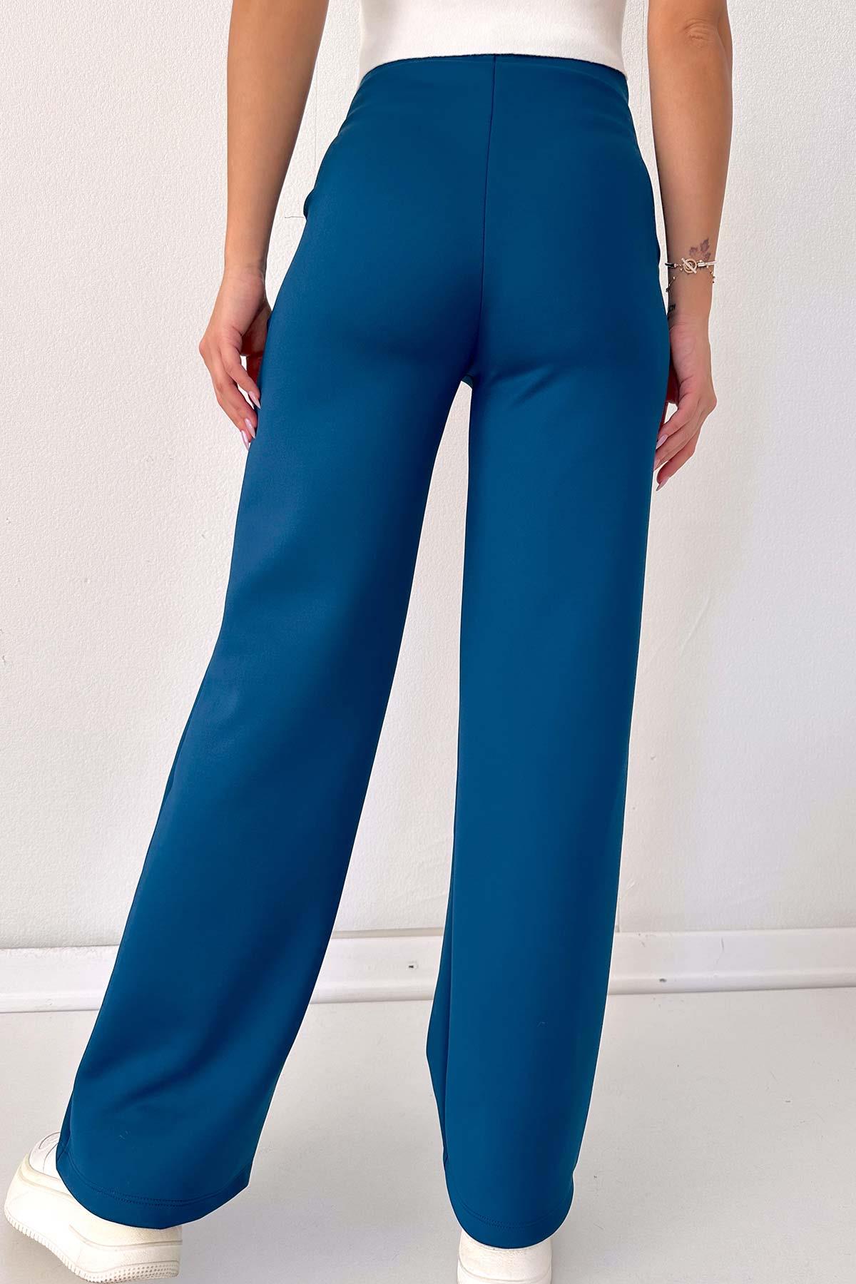 Scuba Palazzo Model Pantalon - Petrol Mavi
