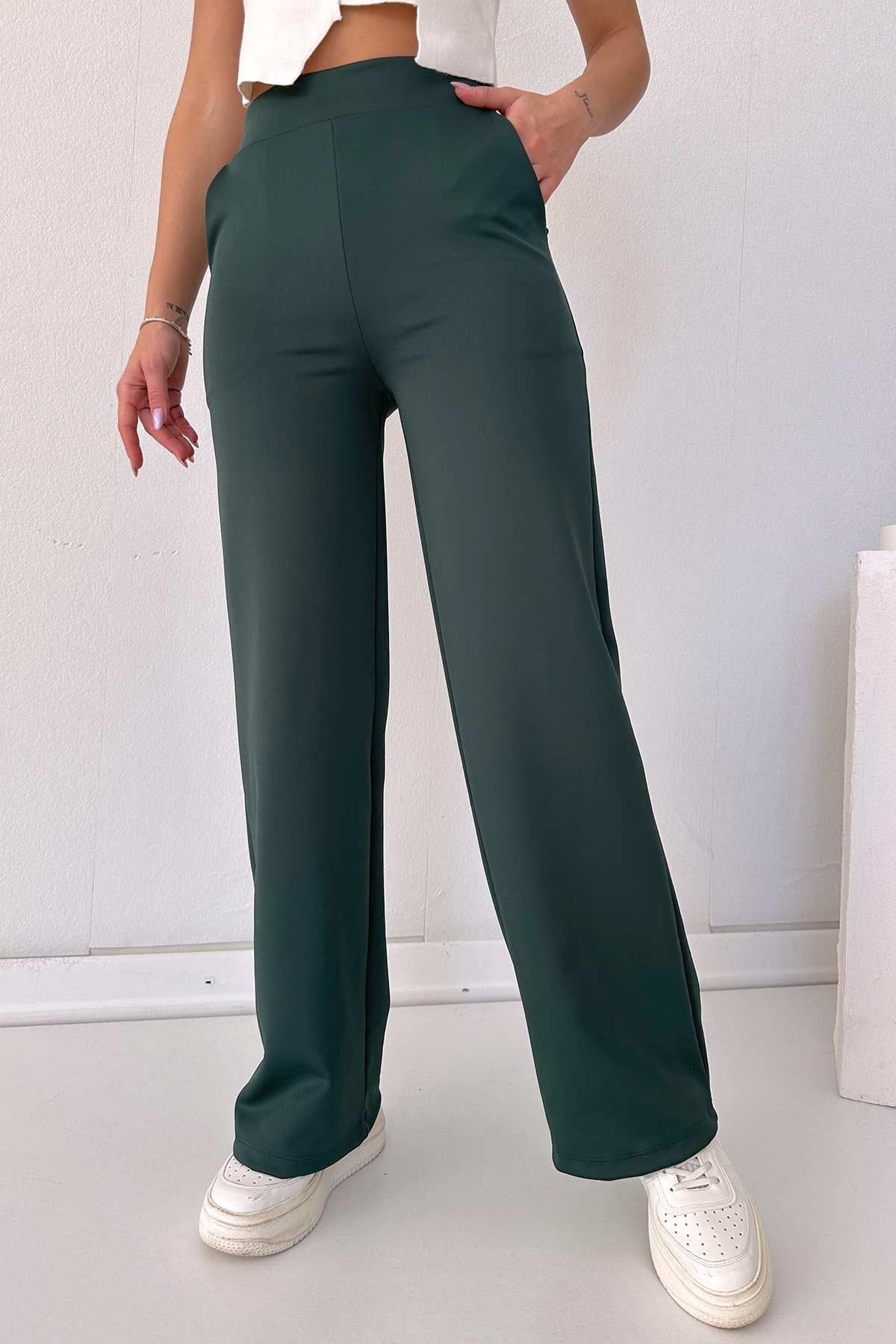 Scuba Palazzo Model Pantalon - Yeşil