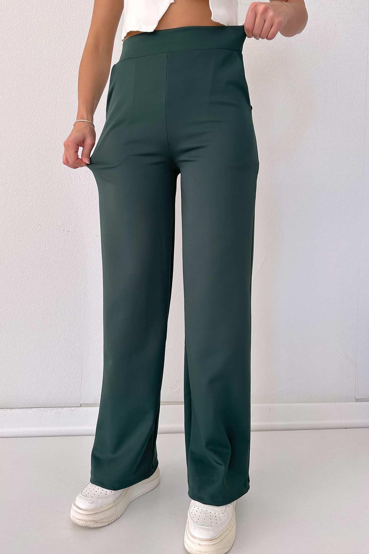 Scuba Palazzo Model Pantalon - Yeşil